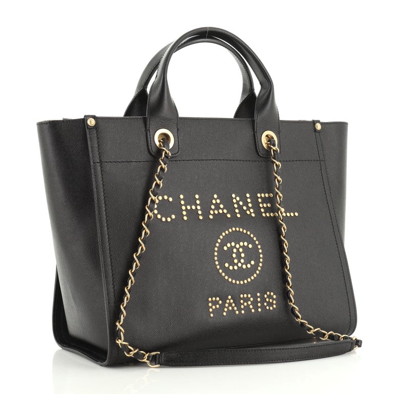 Chanel Deauville Tote Studded Caviar Small at 1stDibs