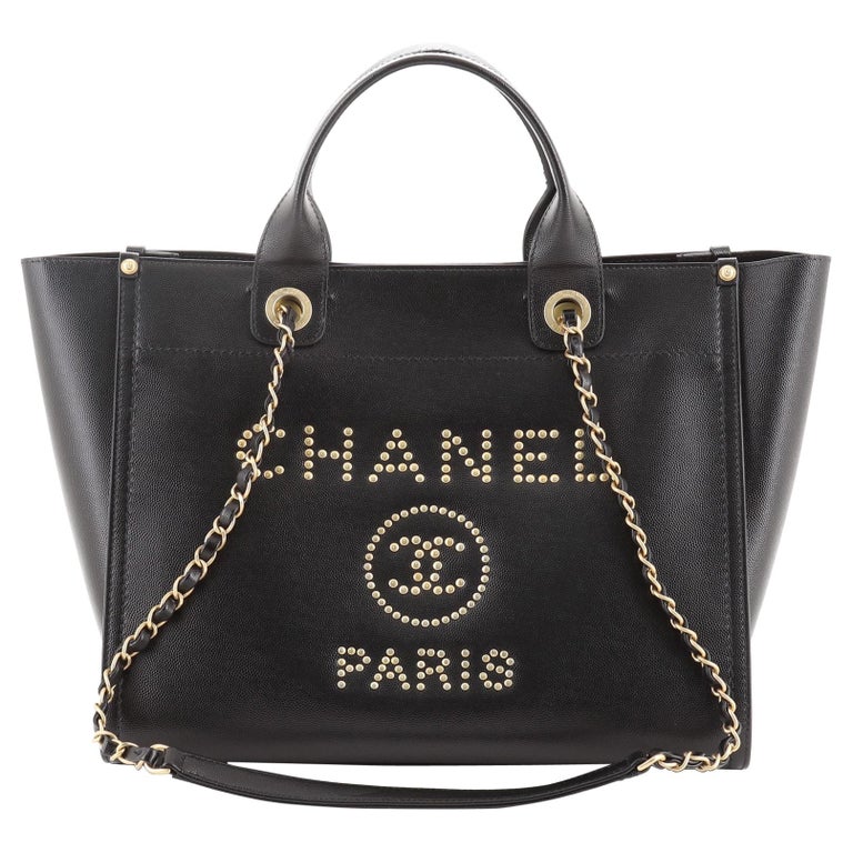 Chanel Deauville Tote Studded Caviar Small at 1stDibs