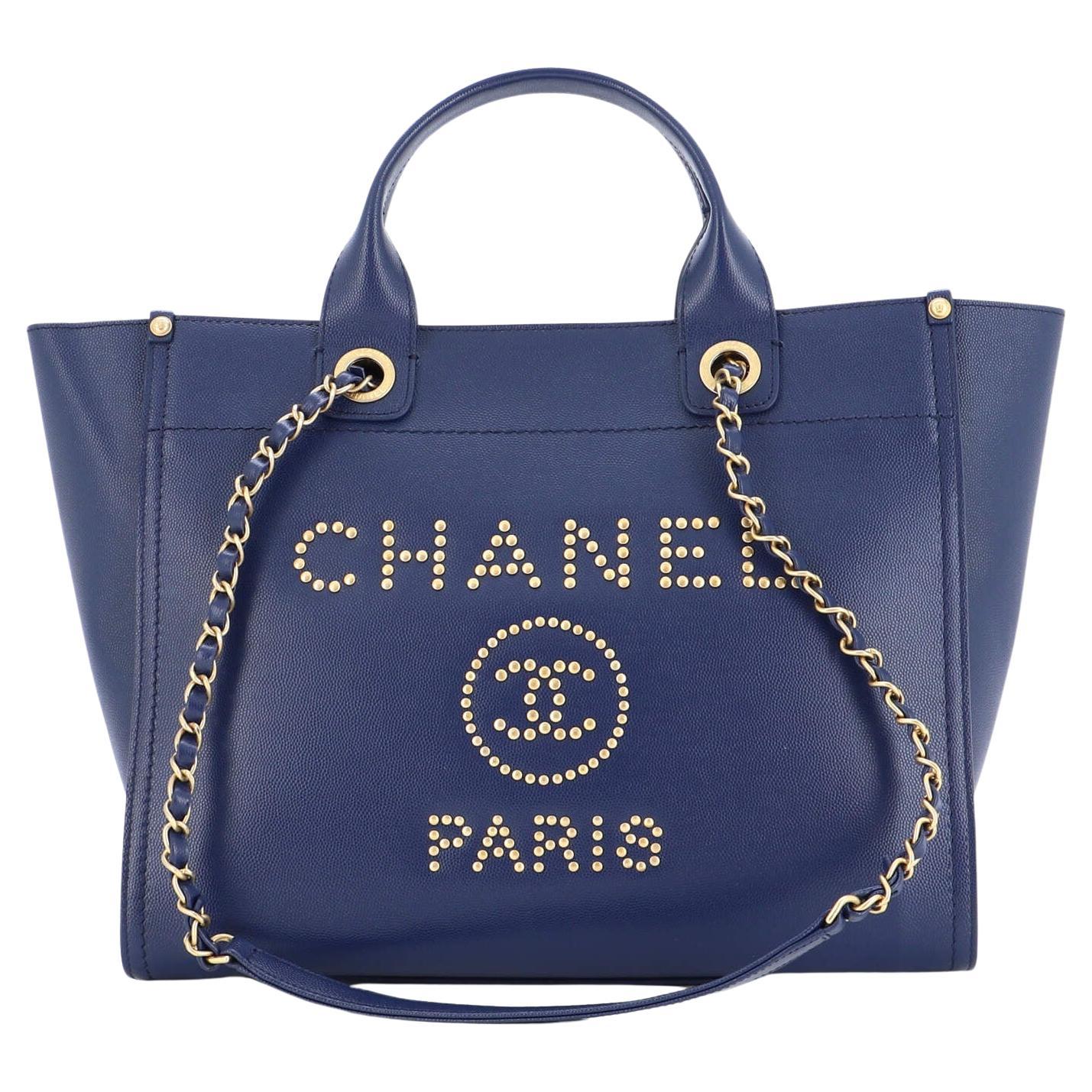 Chanel Deauville Tote Studded Caviar Small For Sale