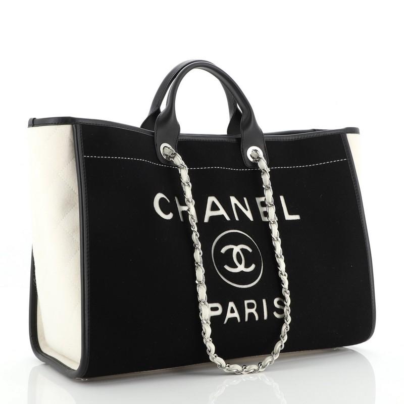 chanel deauville tote black and white