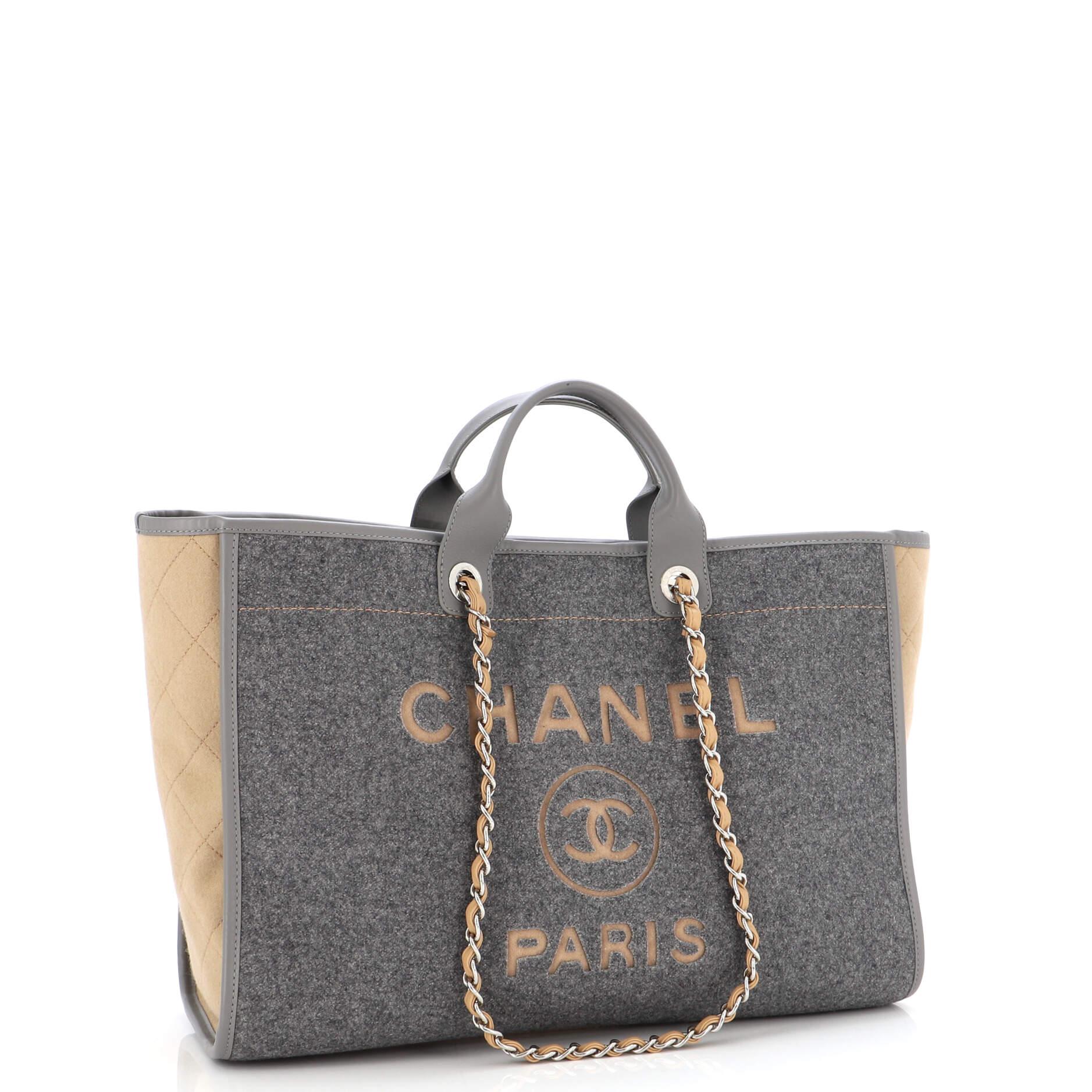 Chanel Deauville Tote Wool Felt Large In Good Condition In NY, NY