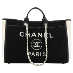 Chanel Black and White Large Deauville of Wool Felt with Silver