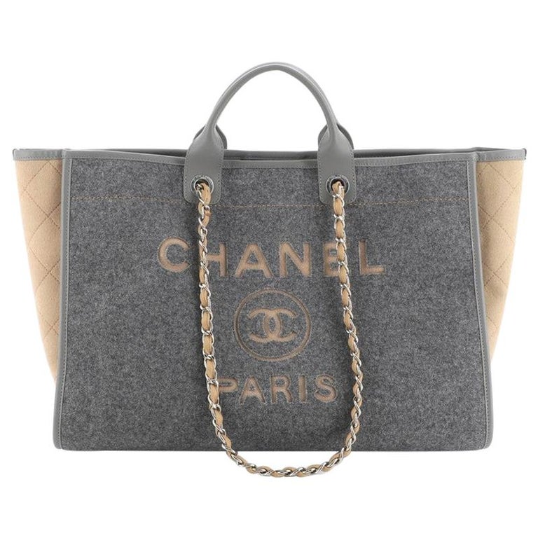 Chanel 2019 Deauville Large Wool Felt Tote Bag For Sale at 1stDibs