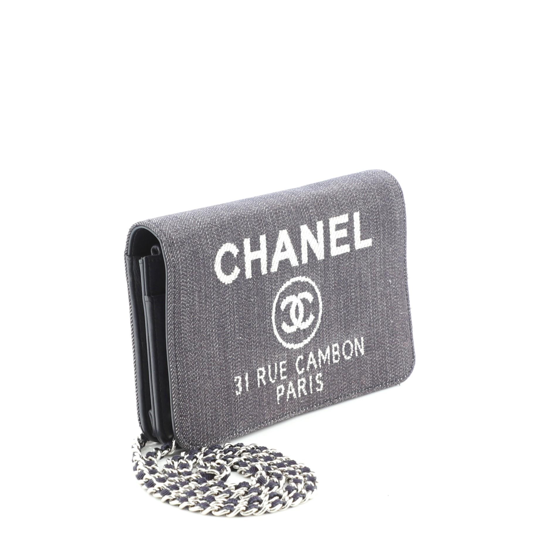 Gray Chanel Deauville Wallet on Chain Denim
