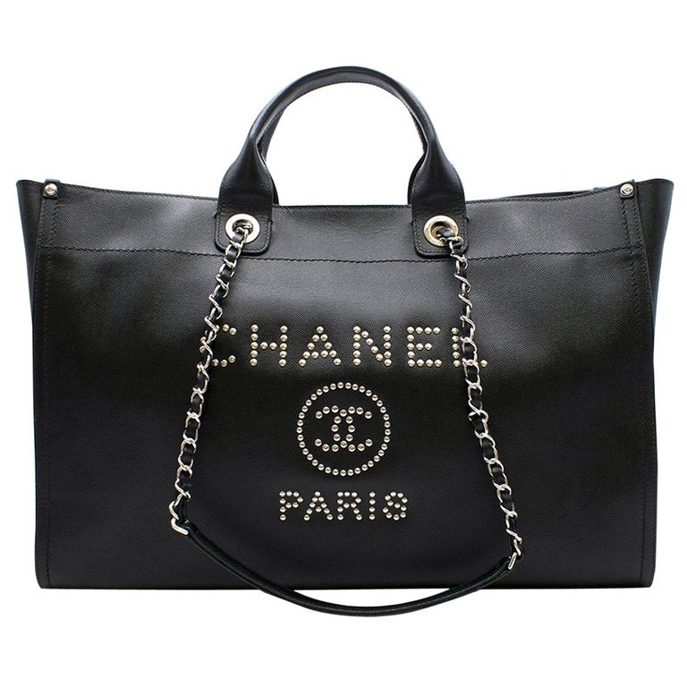 Chanel Deauville Xl Black Studded Bag