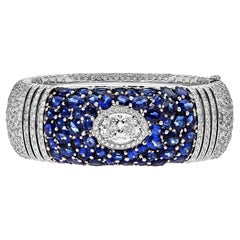 Chanel Deep Blue GIA Certified Diamond and Sapphire White Gold Bangle J62577
