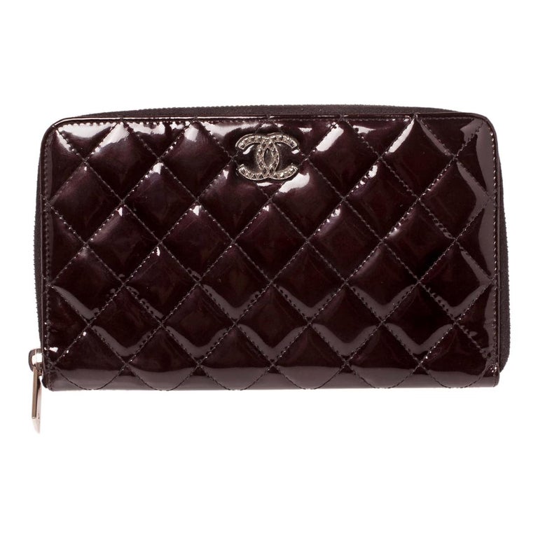 Chanel Burgundy Quilted Patent Leather Zip Around Wallet Chanel | The  Luxury Closet