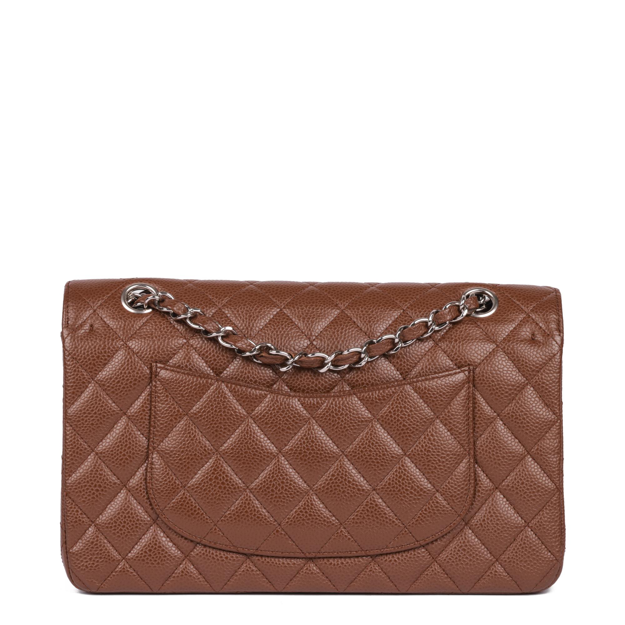 CHANEL Deep Caramel Quilted Caviar Leather Medium Classic Double Flap Bag 1