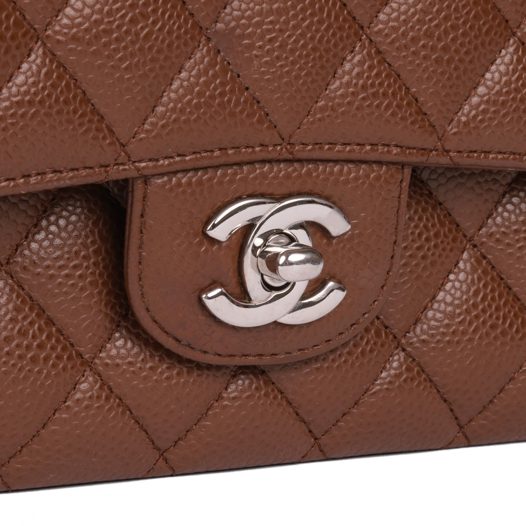 CHANEL Deep Caramel Quilted Caviar Leather Medium Classic Double Flap Bag 3