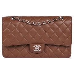 CHANEL Deep Caramel Quilted Caviar Leather Medium Classic Double Flap Bag