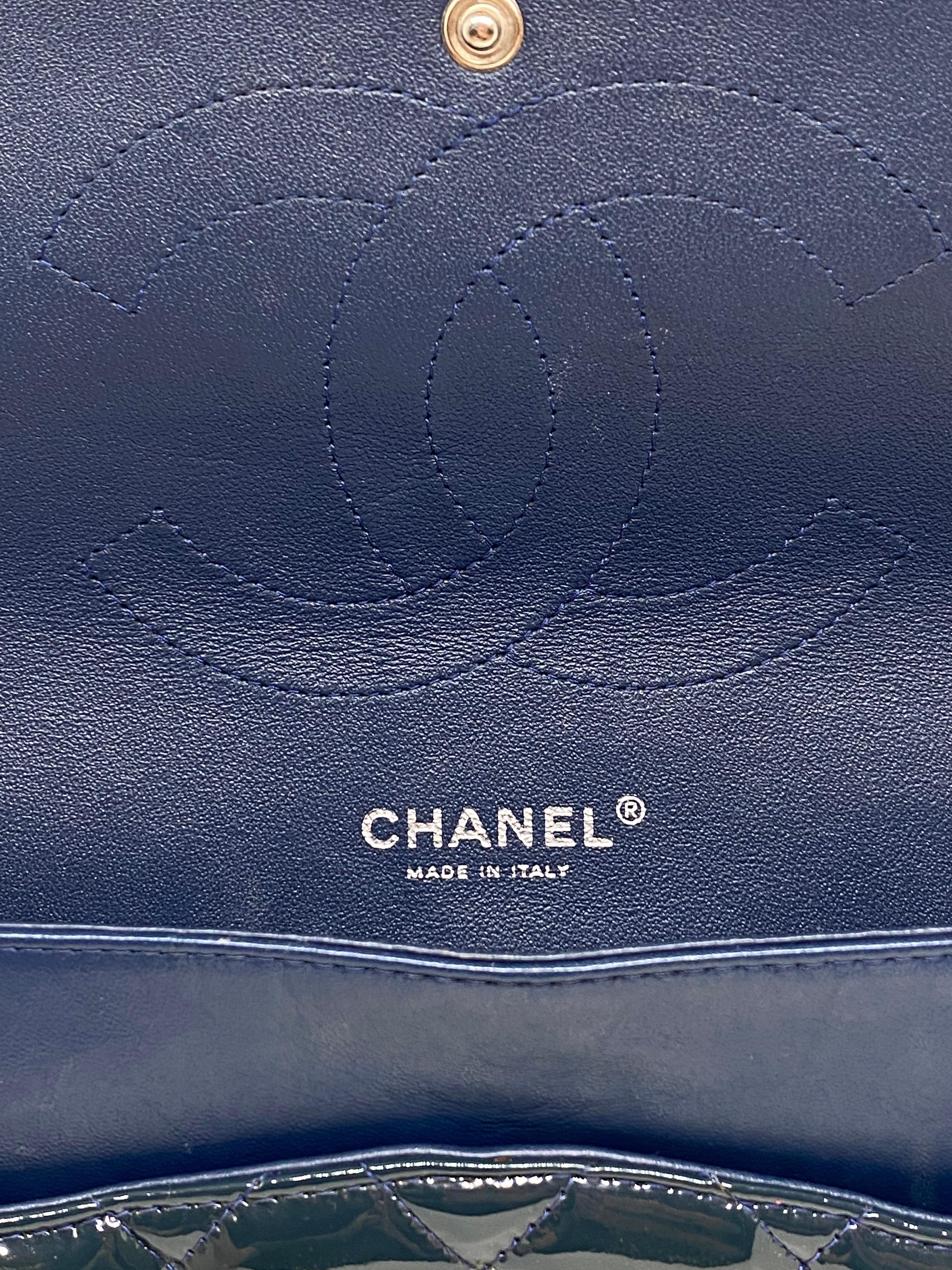 Chanel Deep Marine Patent Leather Jumbo Classic Double Flap Bag 2