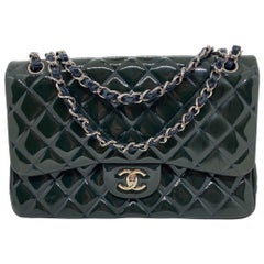 Chanel Chanel Deep Marine Lackleder Jumbo Classic Tasche mit doppelter Klappe
