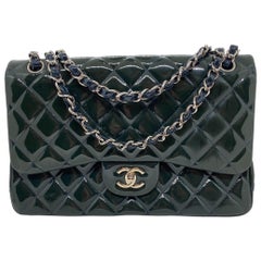 Chanel Deep Marine Patent Leather Jumbo Classic Double Flap Bag