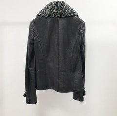 Chanel Deer Leather Tweed Collar Jacket