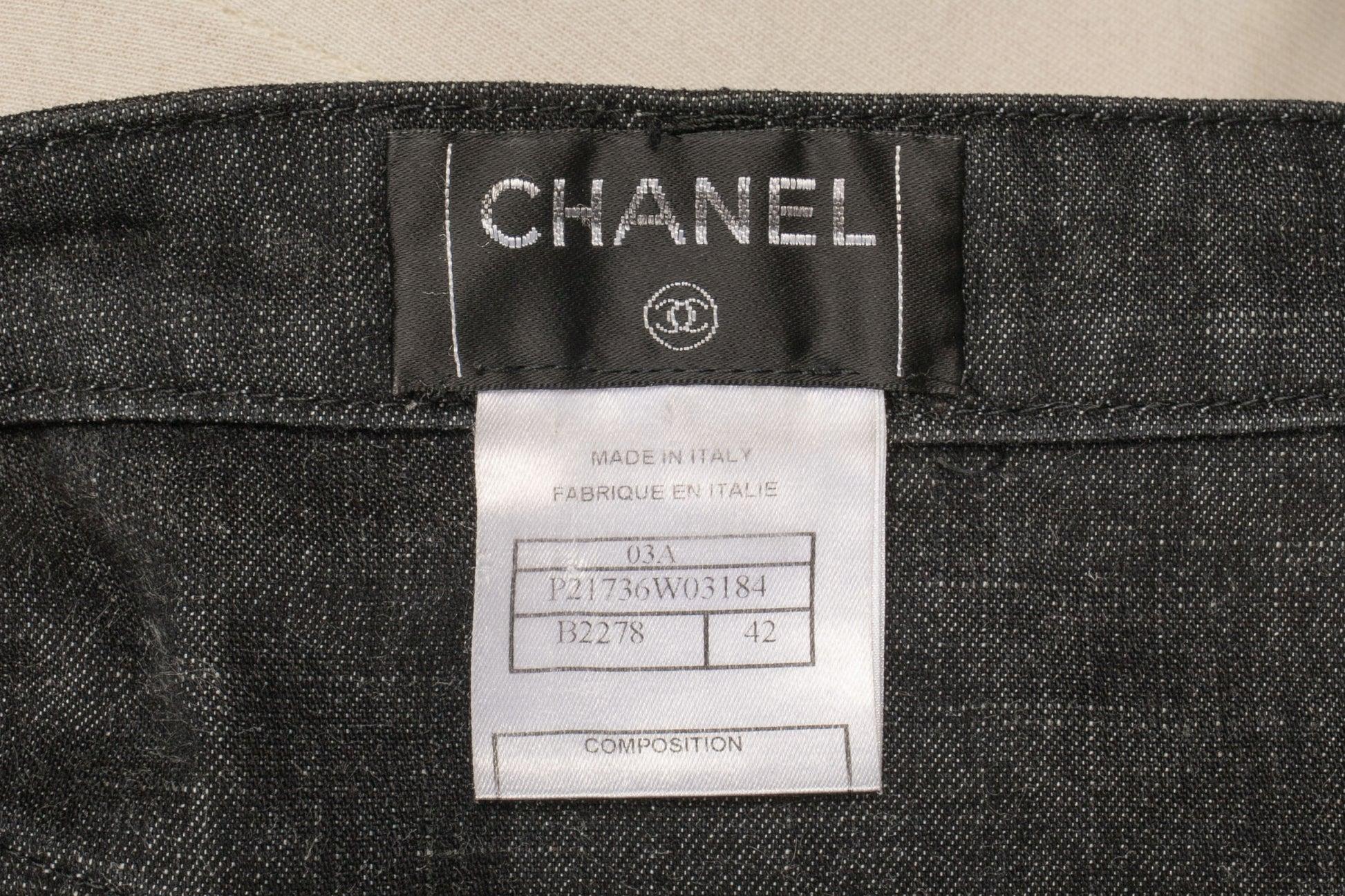 Chanel Denim Black Cotton Denim Trousers, 2003 For Sale 6