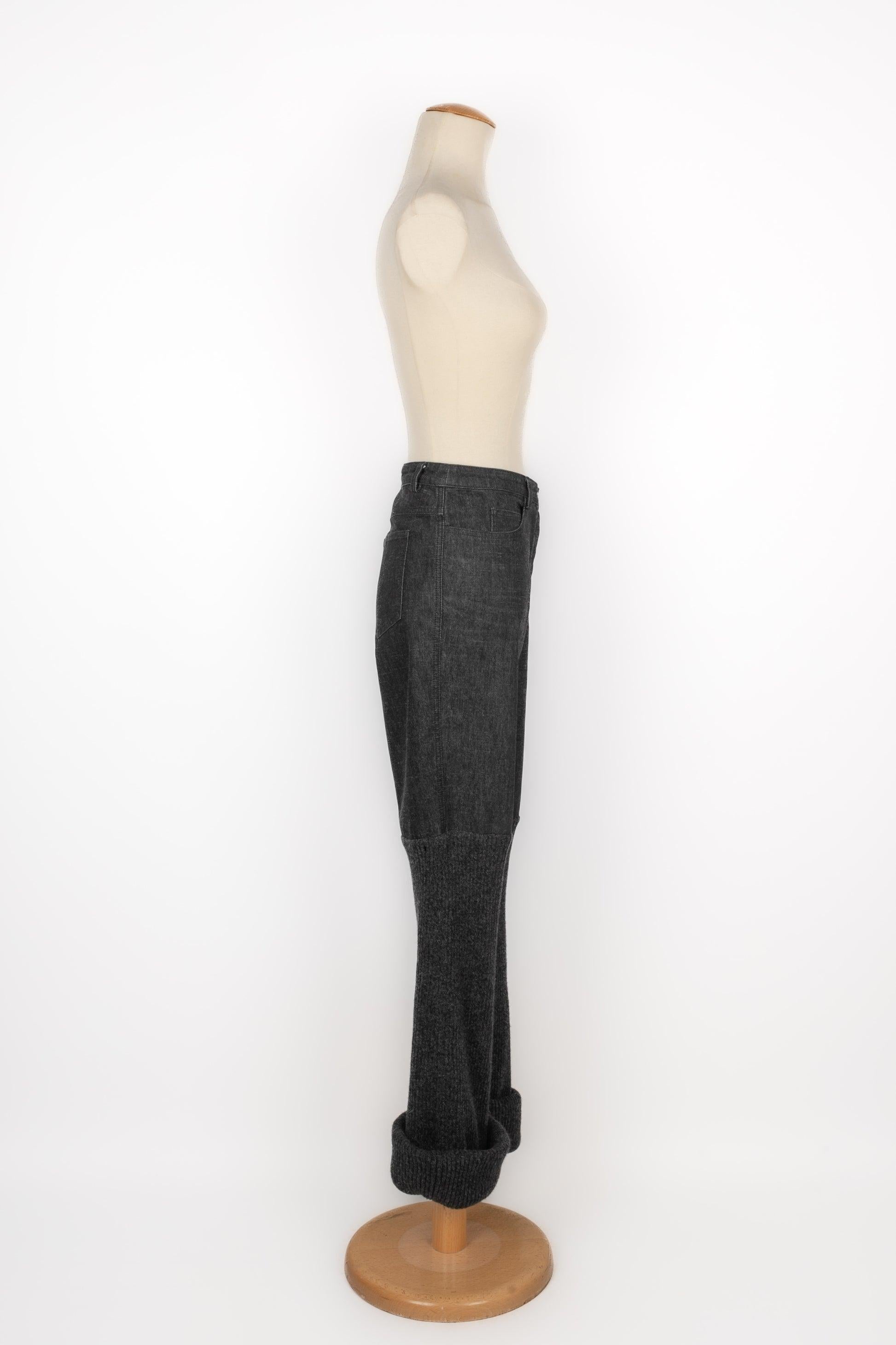 Women's Chanel Denim Black Cotton Denim Trousers, 2003 For Sale