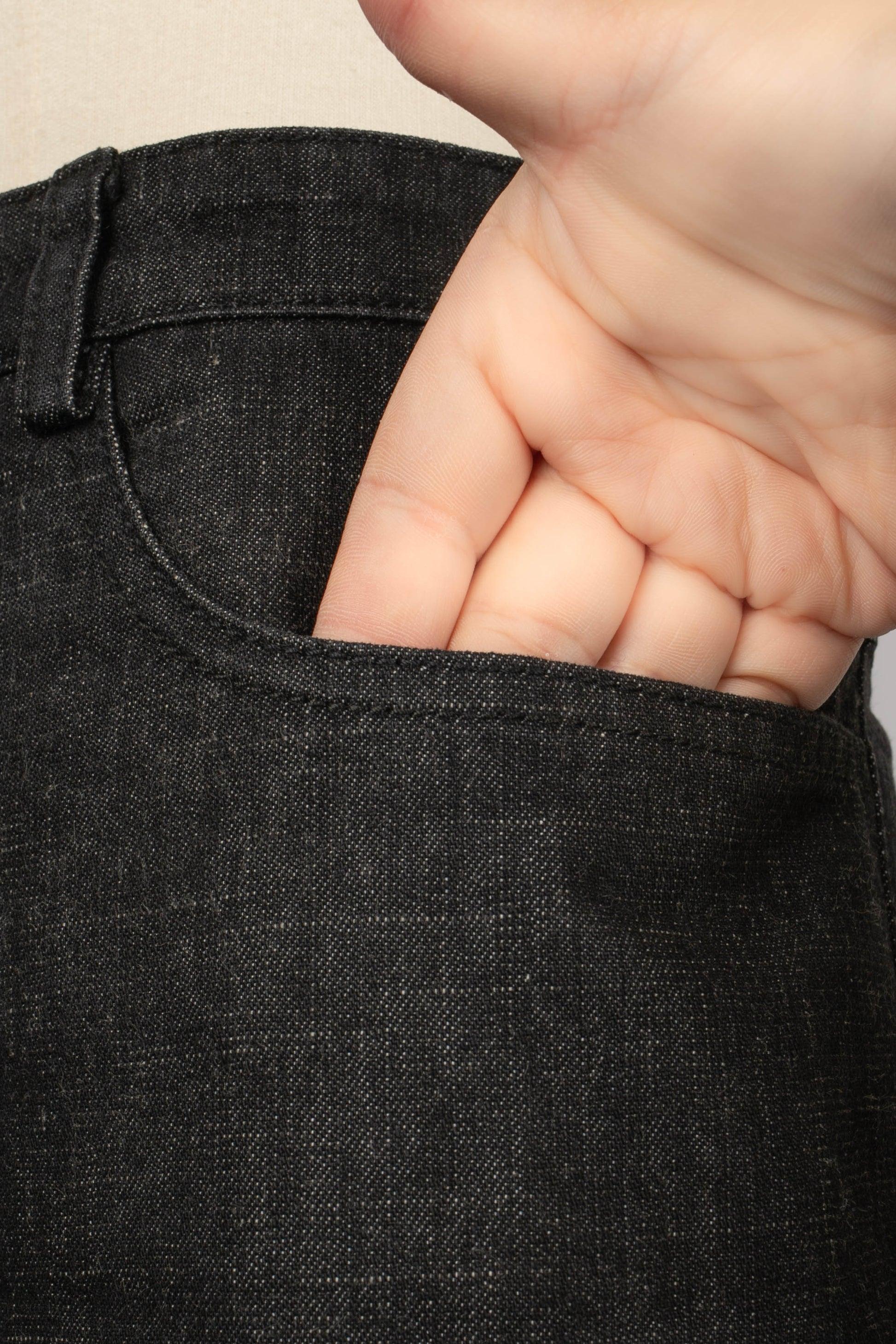 Chanel Denim Black Cotton Denim Trousers, 2003 For Sale 1
