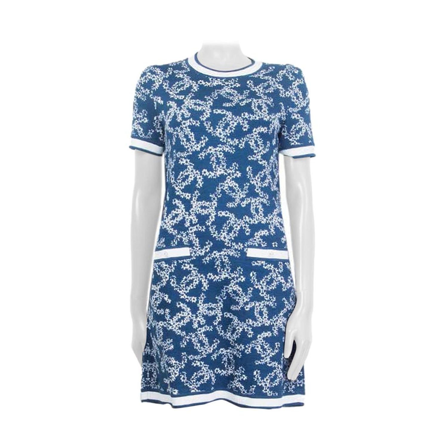CHANEL denim blue cotton 2019 Sleeveless Knit Dress 34 XXS For Sale at  1stDibs