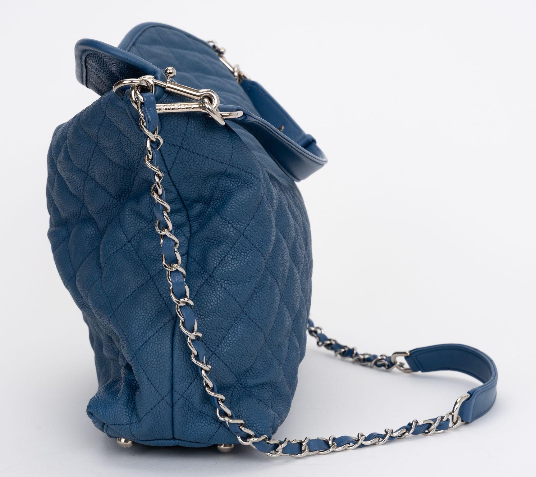 Chanel Denim Blue French Riviera Hobo In Excellent Condition For Sale In West Hollywood, CA