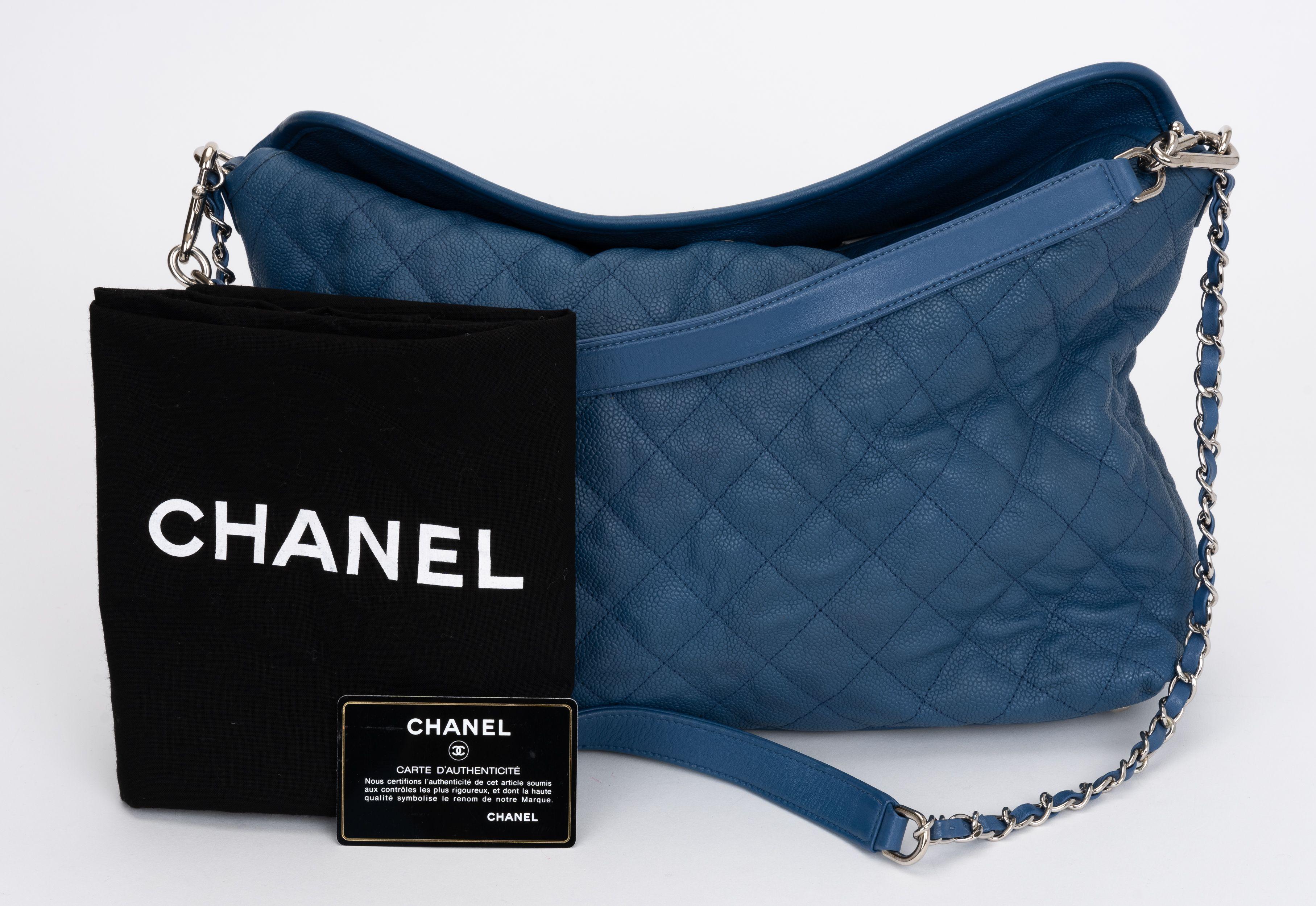 Chanel Denim Blue French Riviera Hobo For Sale 4