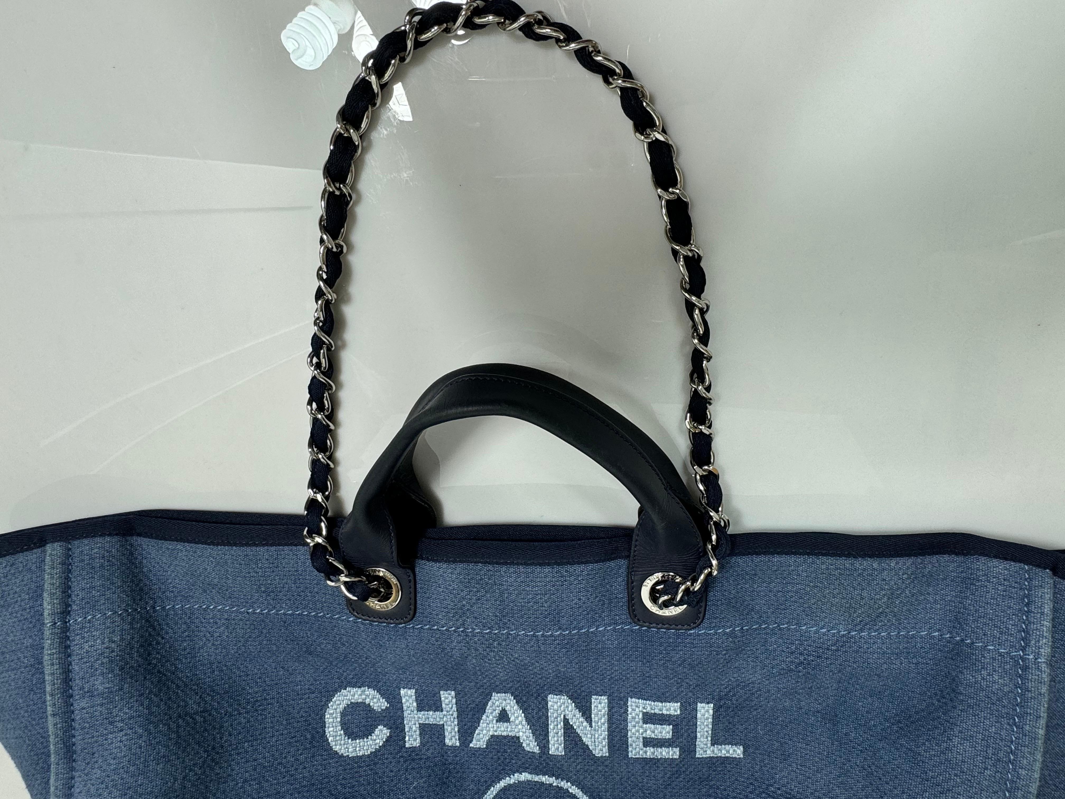 Chanel Denim Blue XL Deauville Tote - Circa 2012 For Sale 9