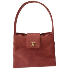 Chanel denim burgundy CC logo handbag / shoulderbag