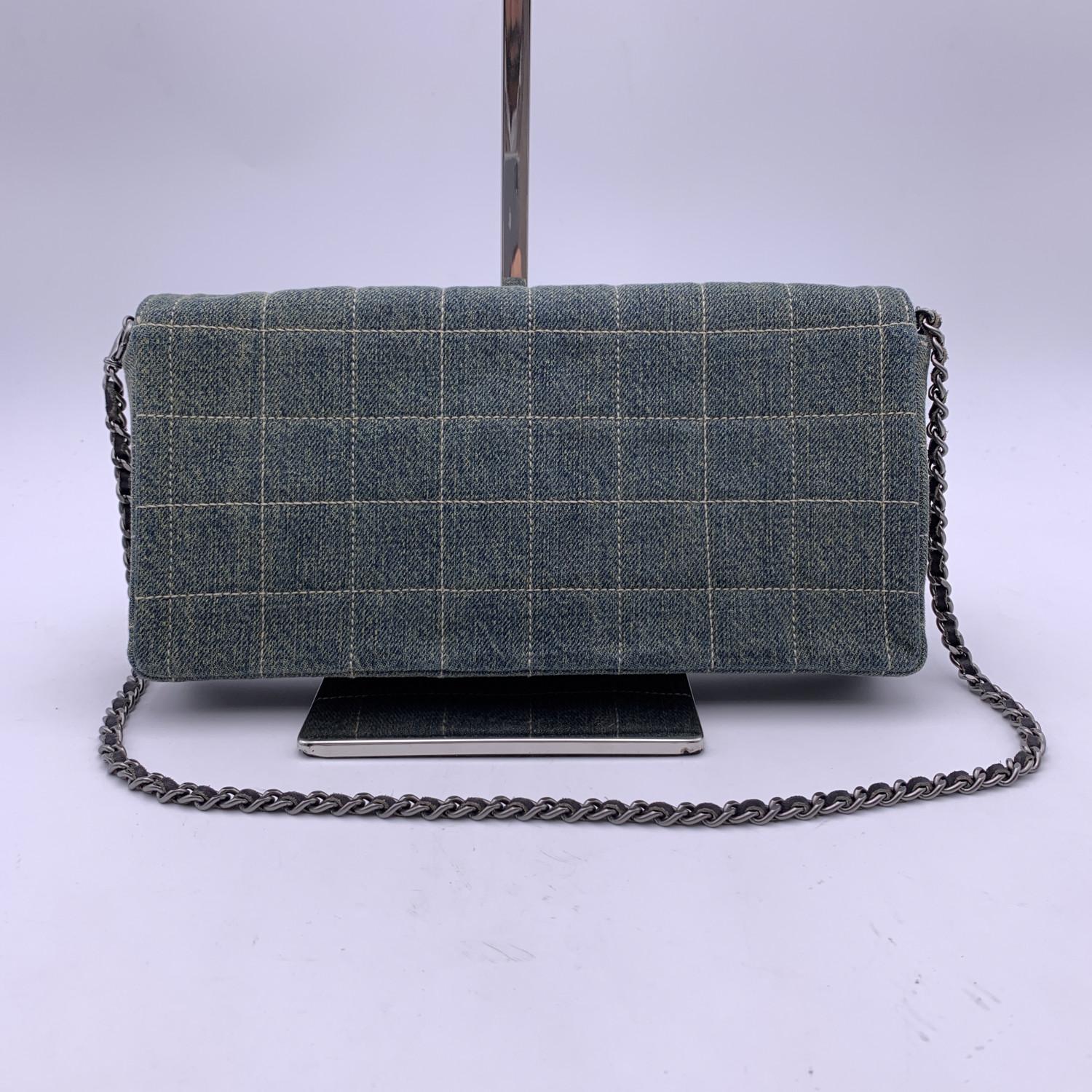 Women's Chanel Denim Chocolate Bar Quilting East West Shoulder Bag Clutch