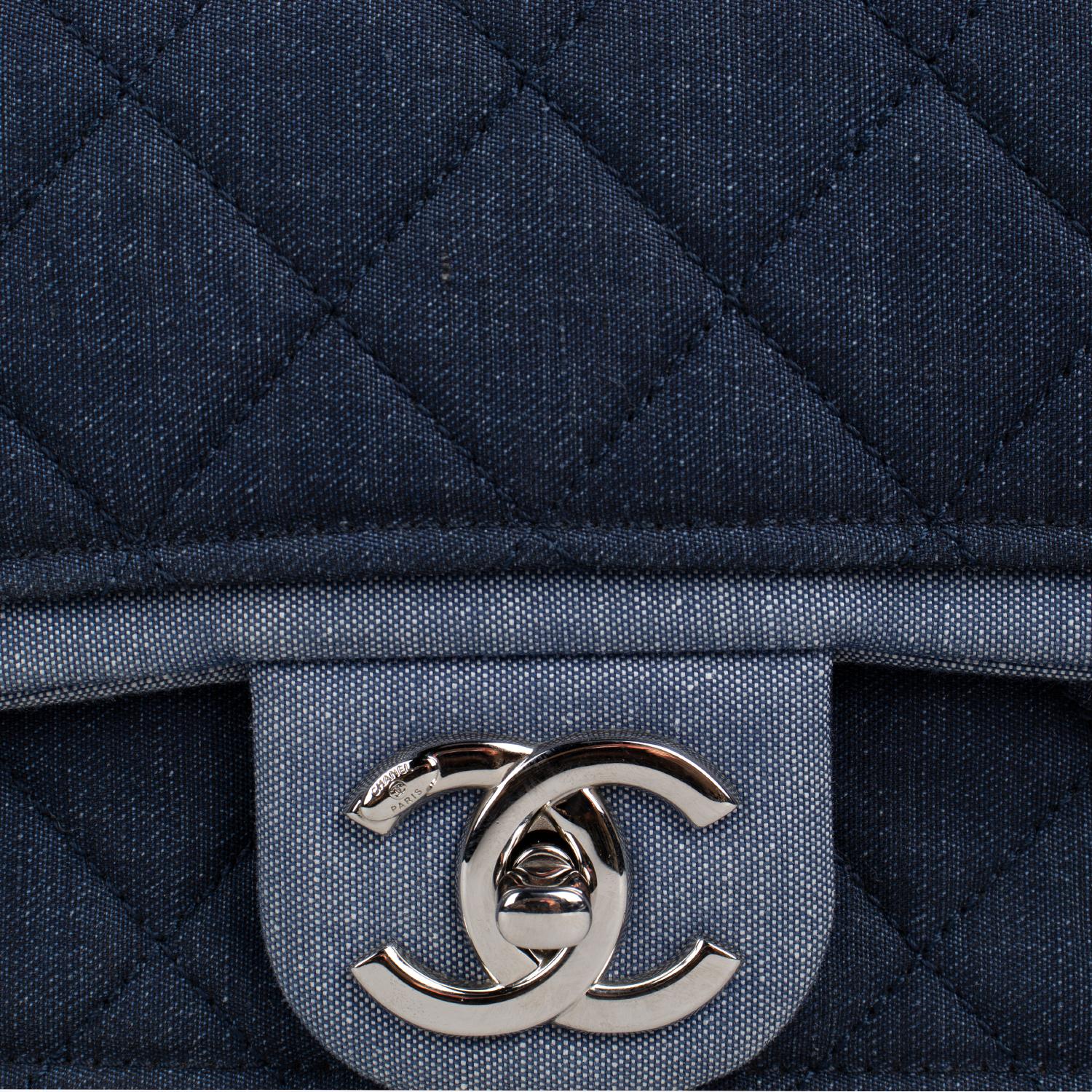 Chanel Denim Classic Flap Bag For Sale 4