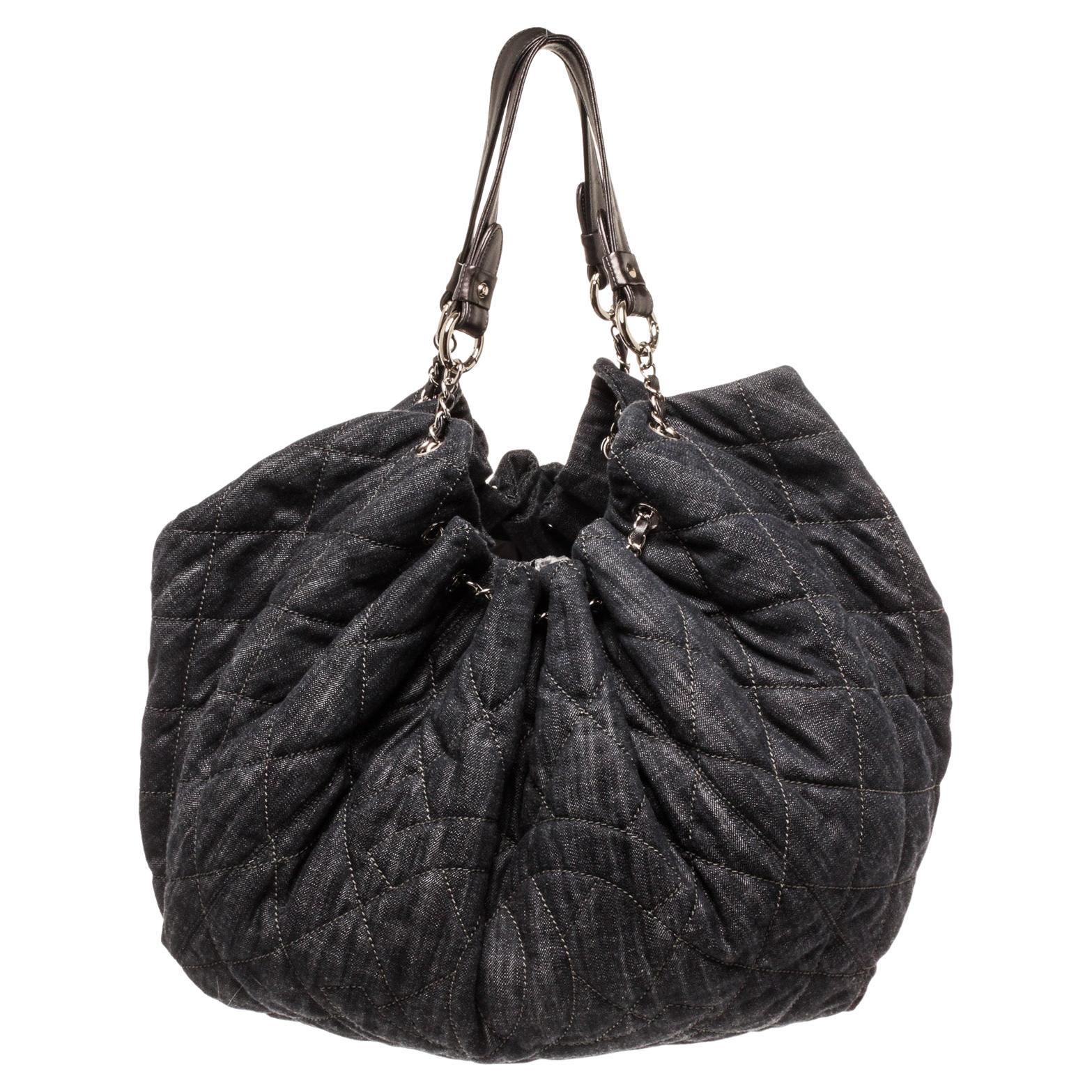 Chanel Denim Coco Cabas Chain Hobo Bag For Sale
