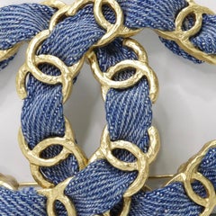 Chanel Denim Double CC Brooch circa 2020