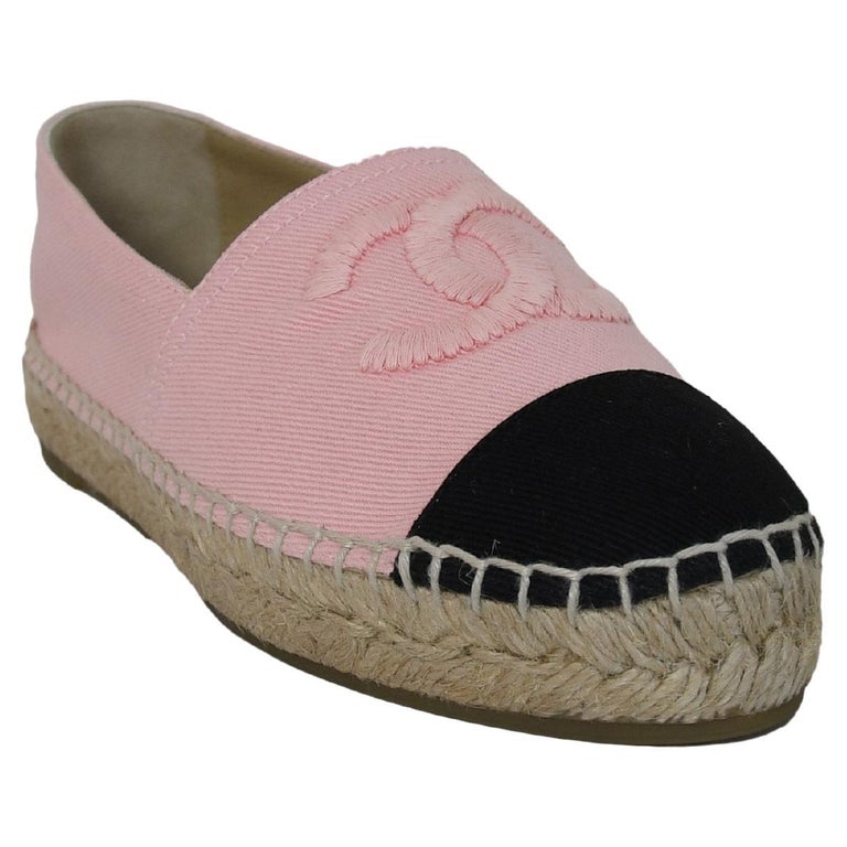 Chanel Denim Espadrilles Pink Black For Sale at 1stDibs pink chanel