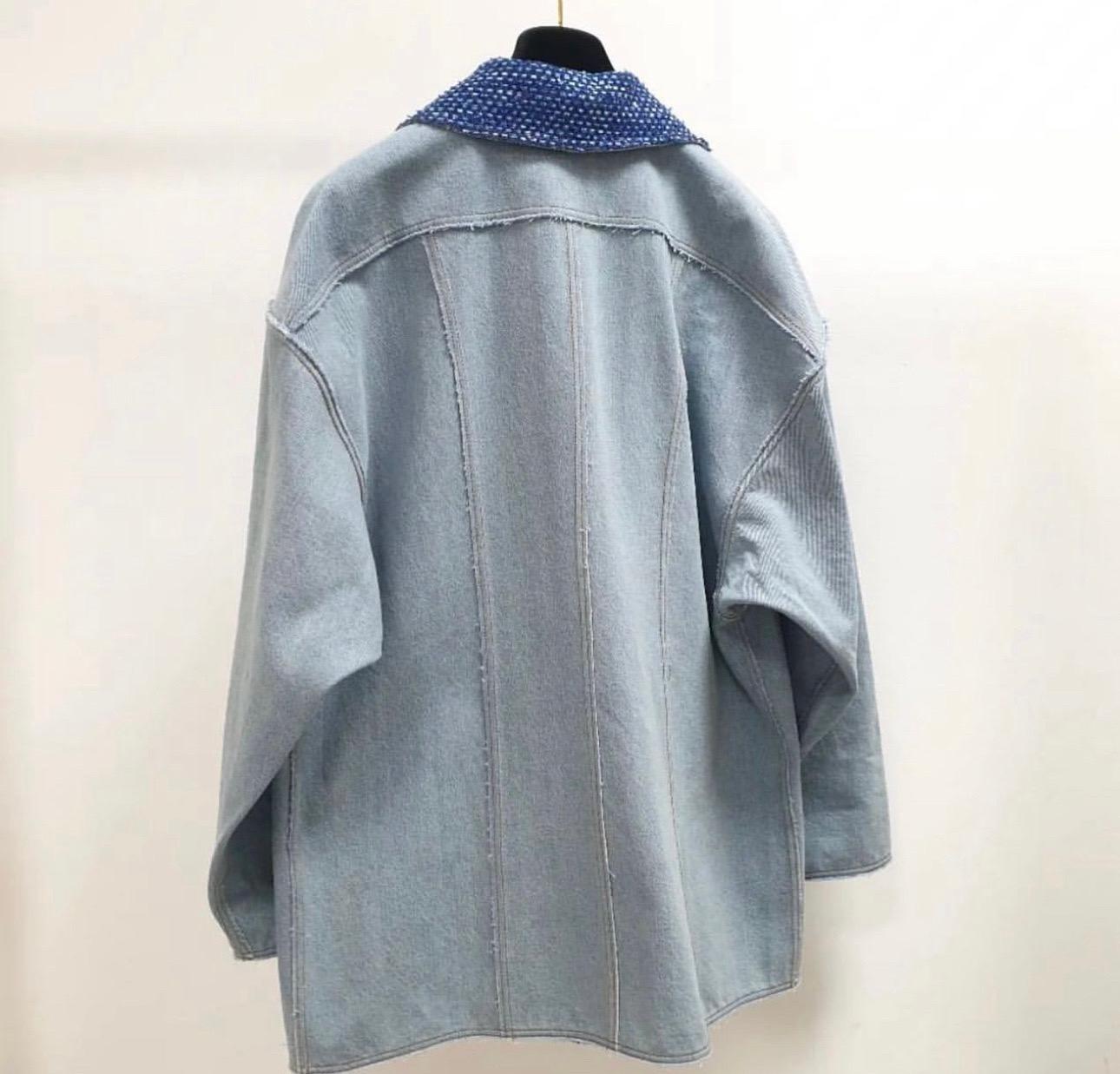 Men's Chanel Denim Jean 2020 Raw Edge Coat Jacket Blazer