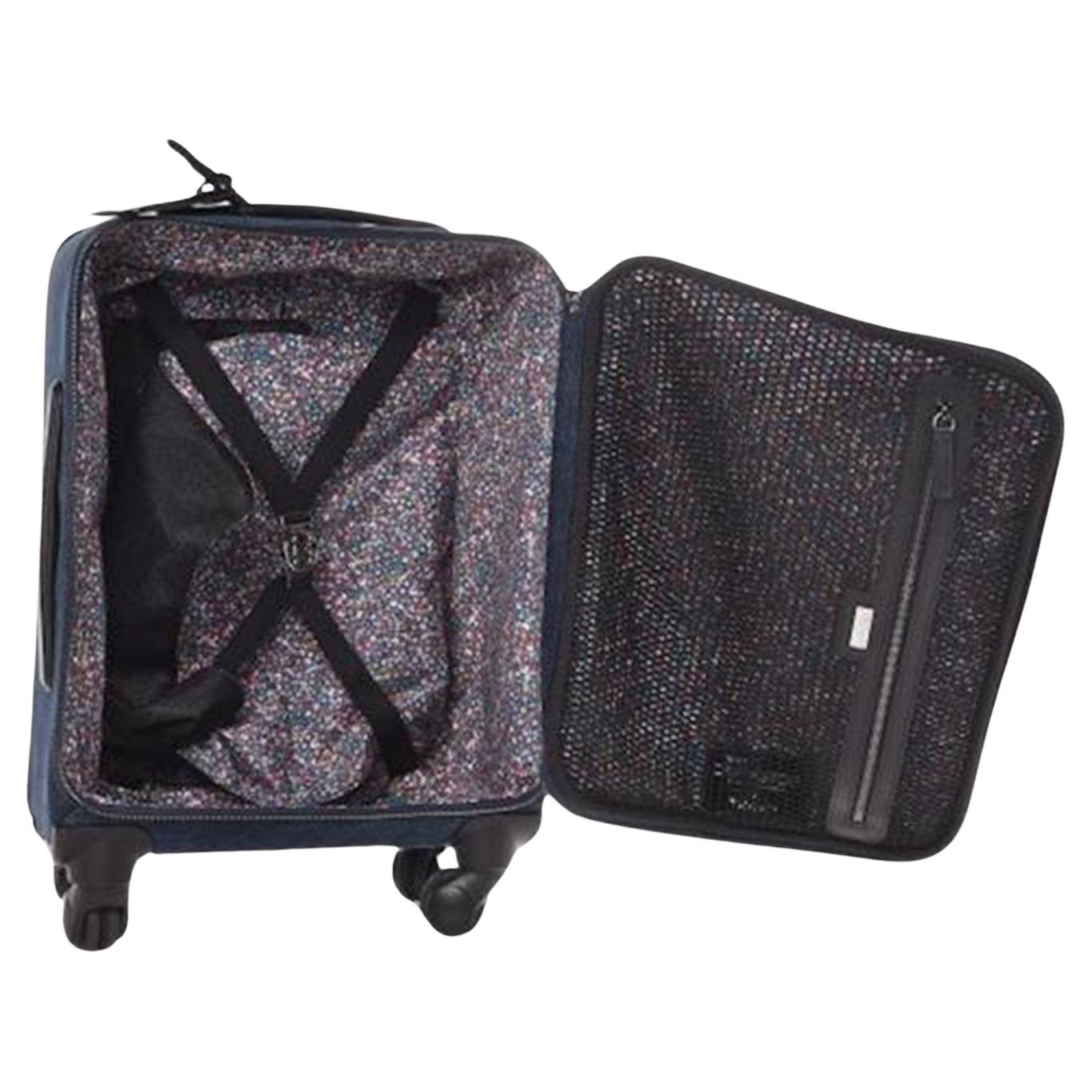 Chanel Denim Jean Coco Charm Trolley Travel Luggage Rolling Carry On For Sale 5