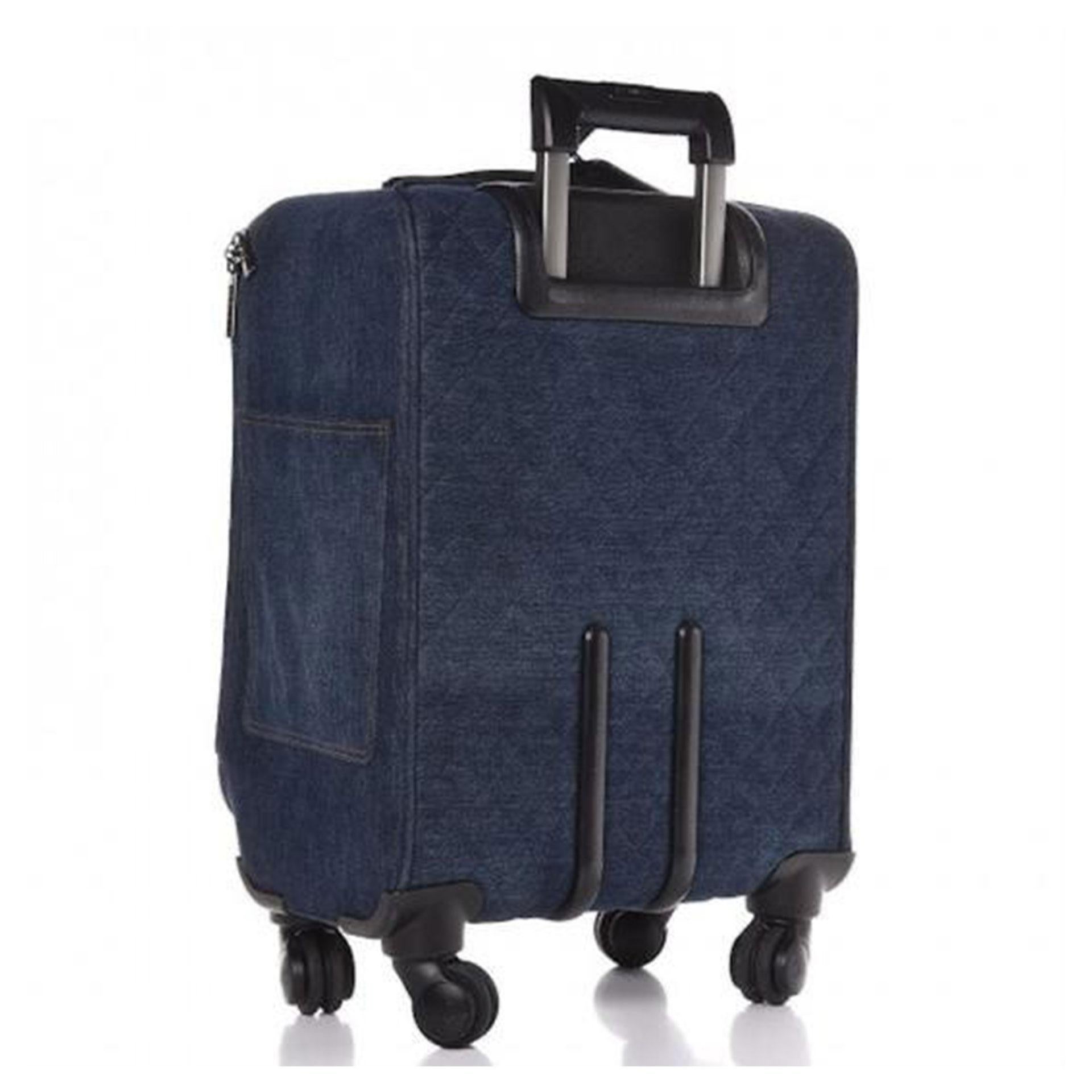 Black Chanel Denim Jean Coco Charm Trolley Travel Luggage Rolling Carry On For Sale