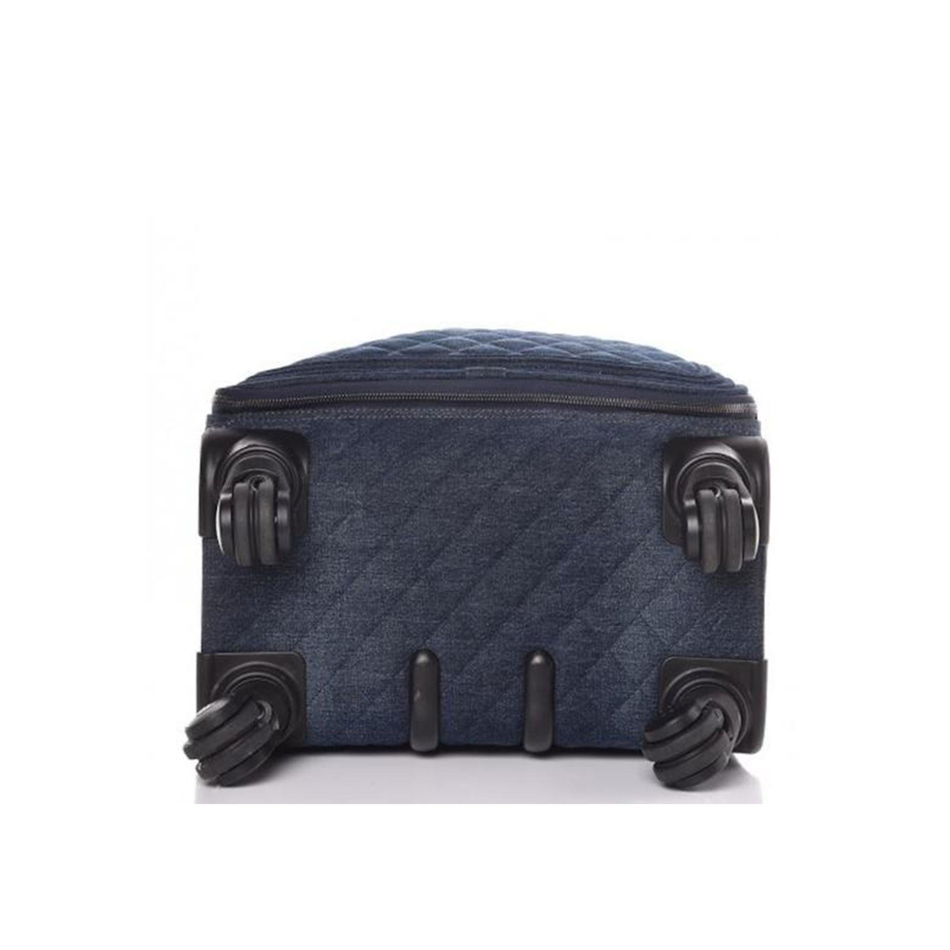 Chanel Denim Jean Coco Charm Trolley Travel Luggage Rolling Carry On For Sale 1