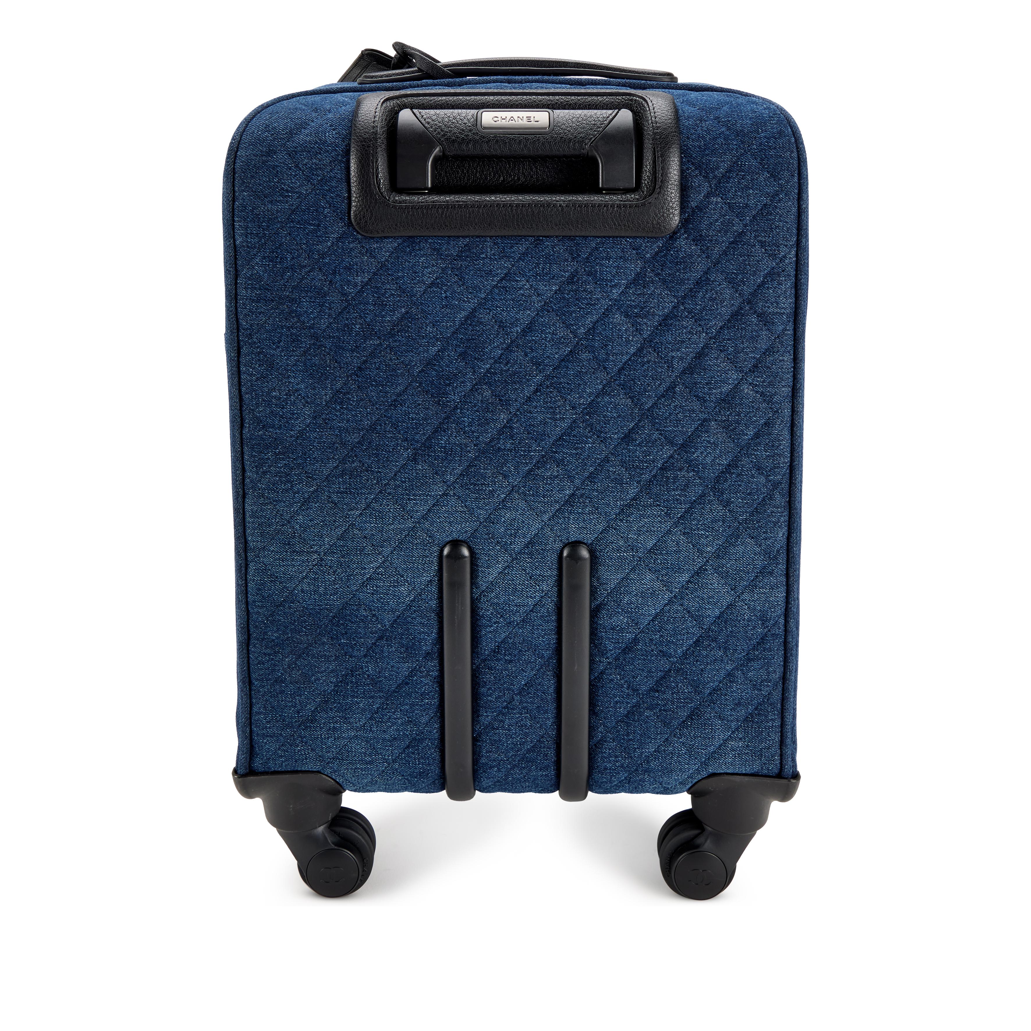 Chanel Denim Jean Coco Charm Trolley Travel Luggage Rolling Carry On For Sale 3