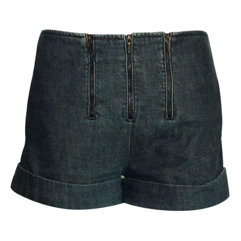Timeless Chanel Blue Denim Jeans Hot Pants Shorts 