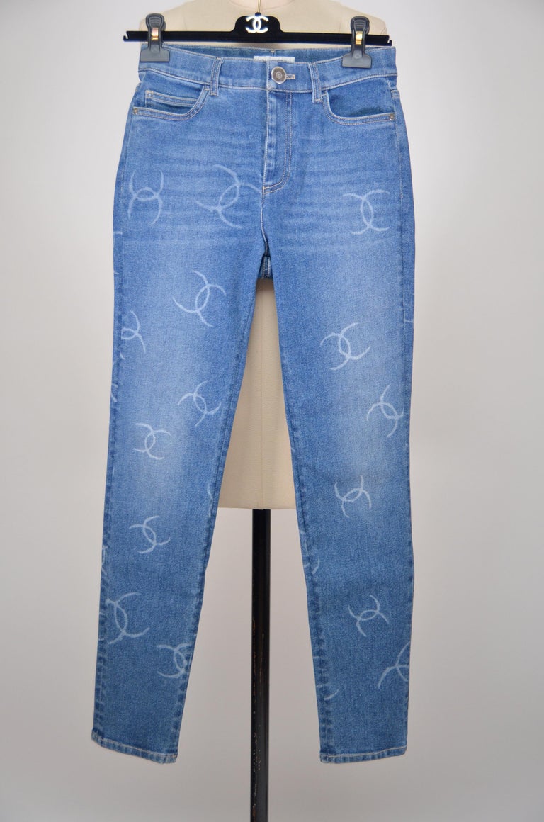CHANEL Denim Jeans Pants NEW With Tags SZ 38 For Sale at 1stDibs