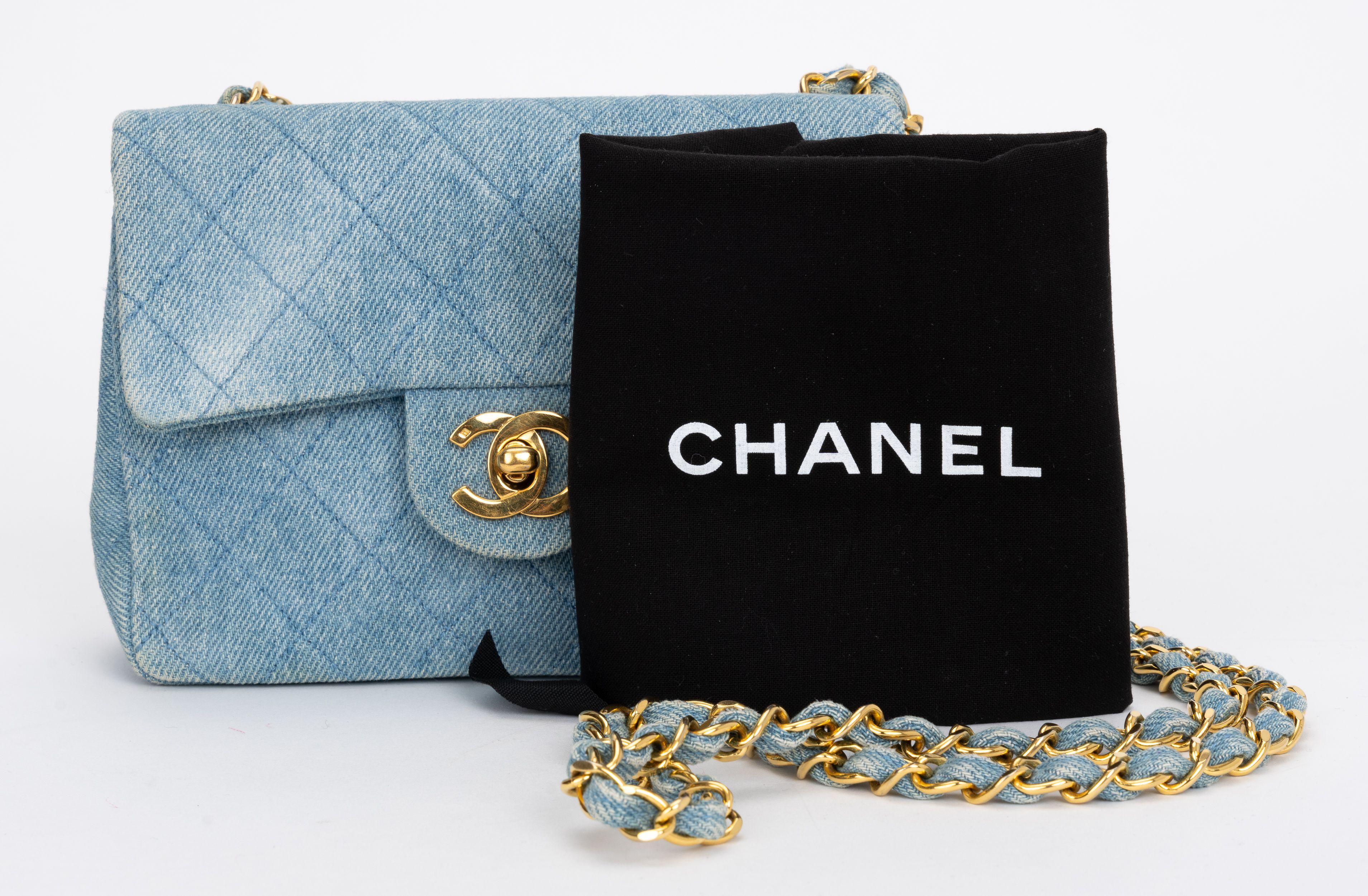 Chanel Denim Mini Steppdecke Umschlagtasche im Angebot 6