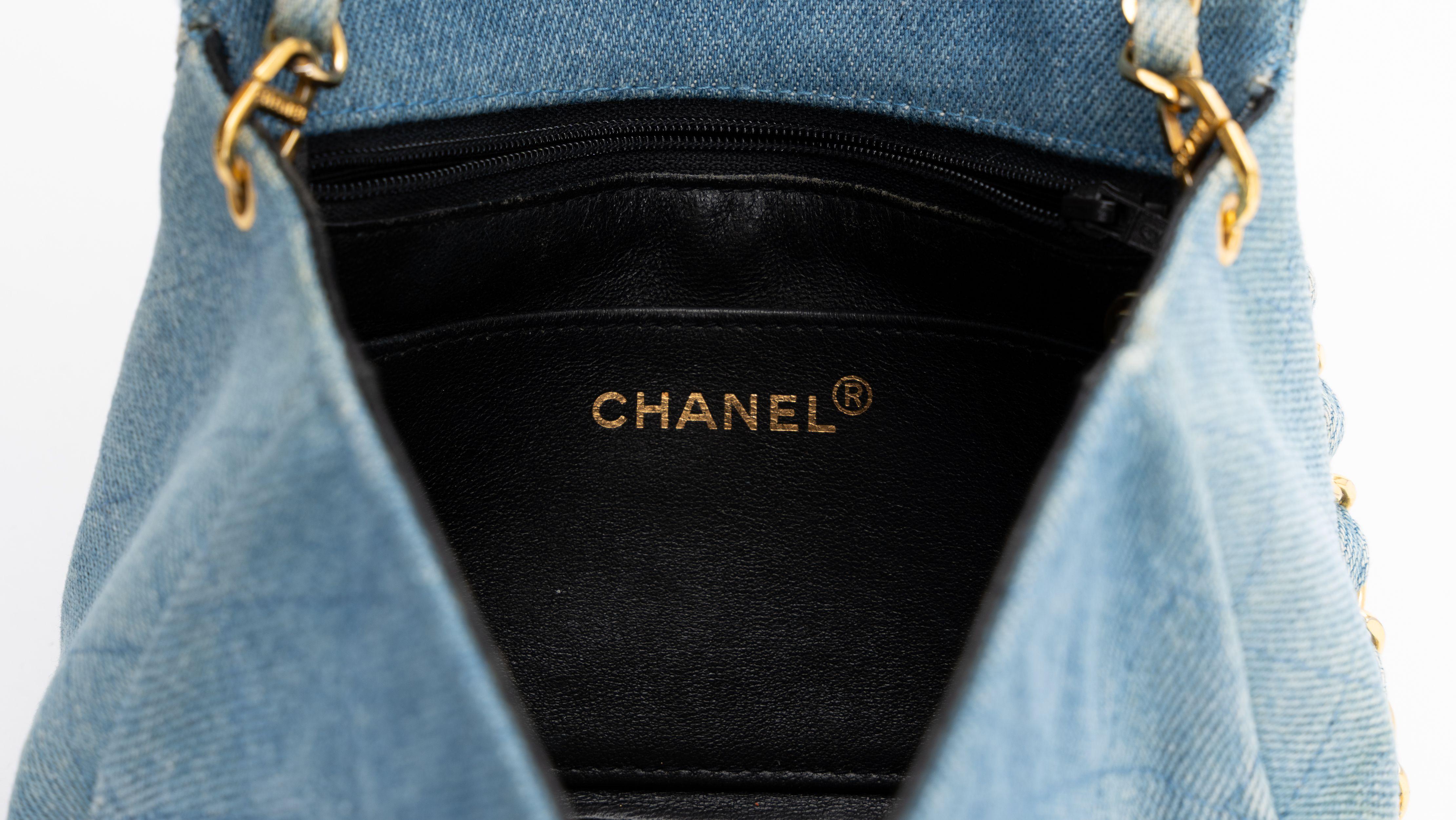 Chanel Denim Mini Steppdecke Umschlagtasche im Angebot 3