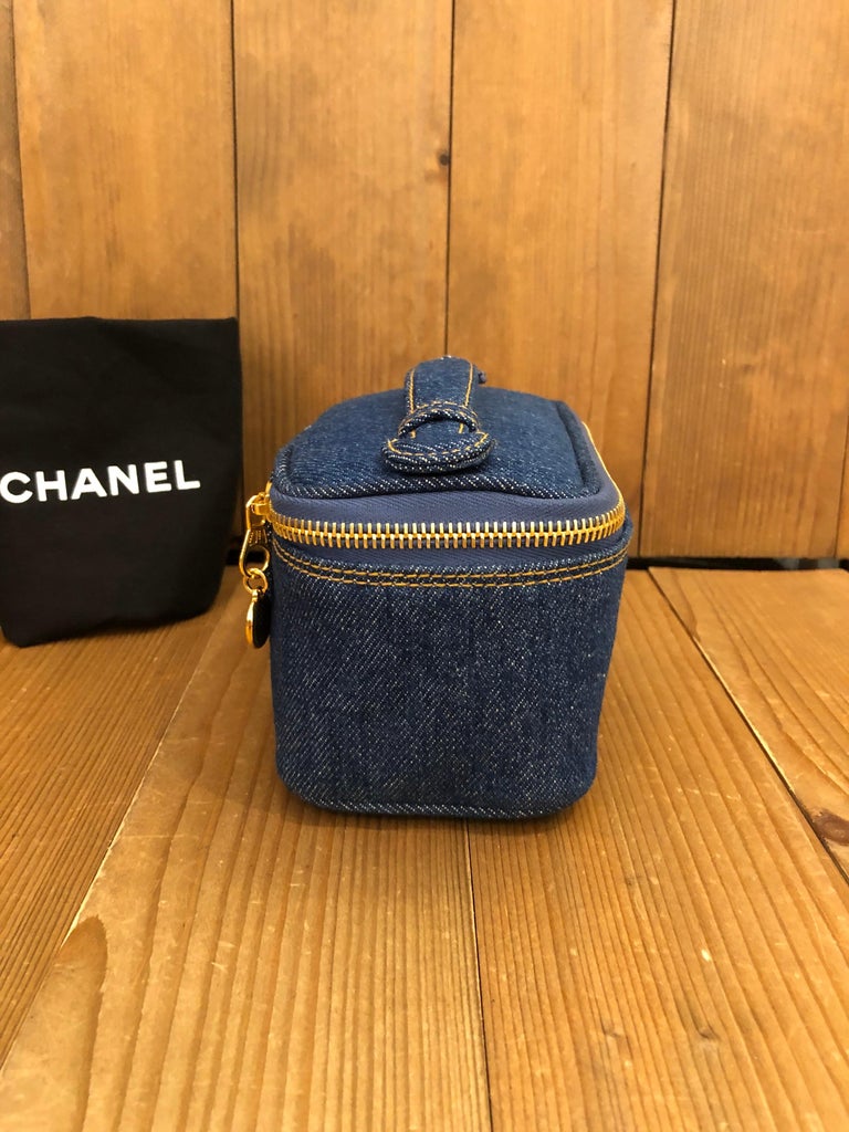 Chanel Denim Mini Vanity Case Cosmestic Pouch at 1stDibs