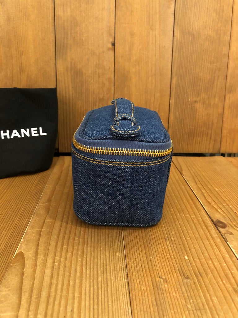 Chanel Denim Mini Vanity Case Cosmestic Pouch at 1stDibs