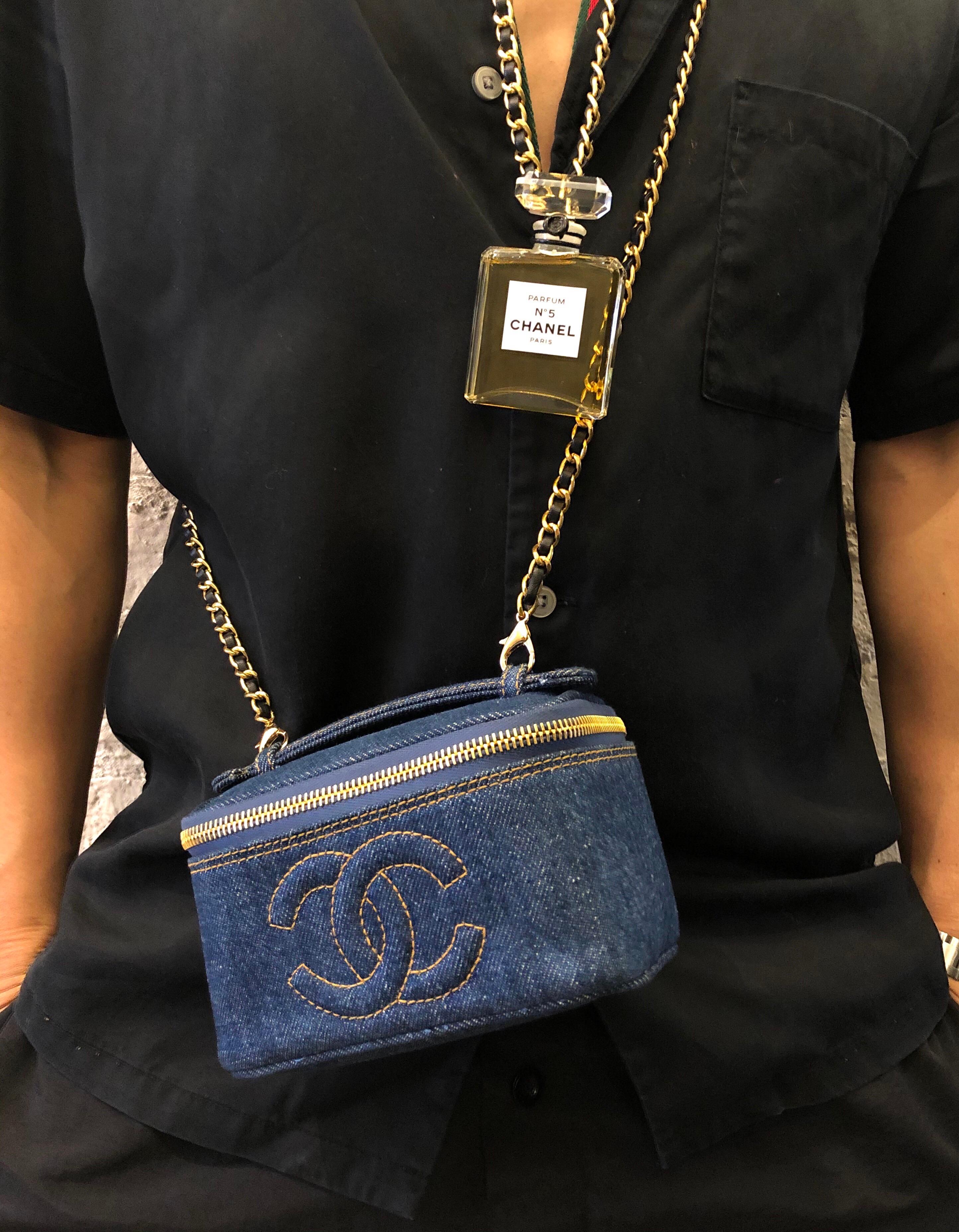 Women's or Men's Chanel Denim Mini Vanity Case Cosmestic Pouch 