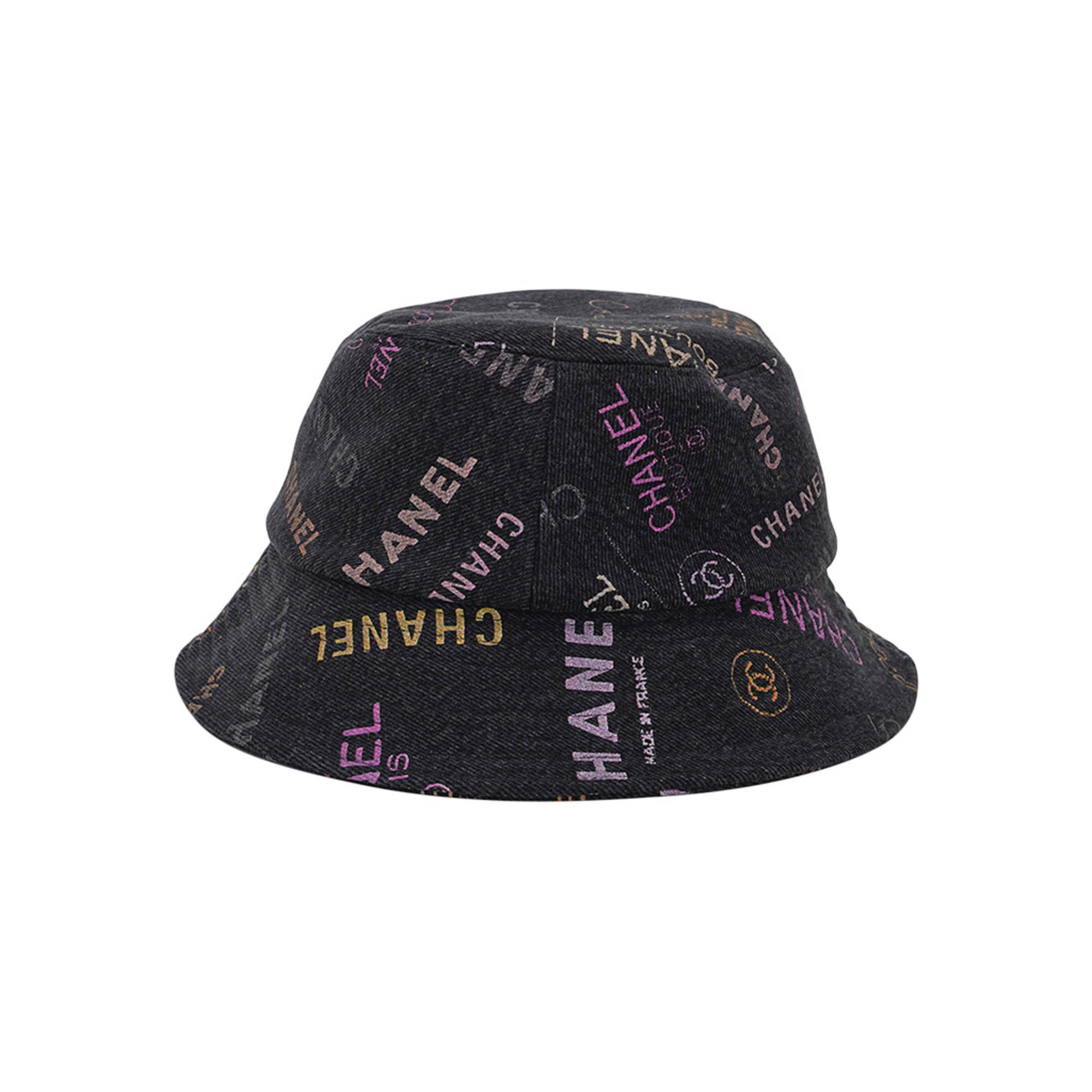 Chanel Denim Mood Cloche Bucket Hat Black M In New Condition For Sale In Miami, FL