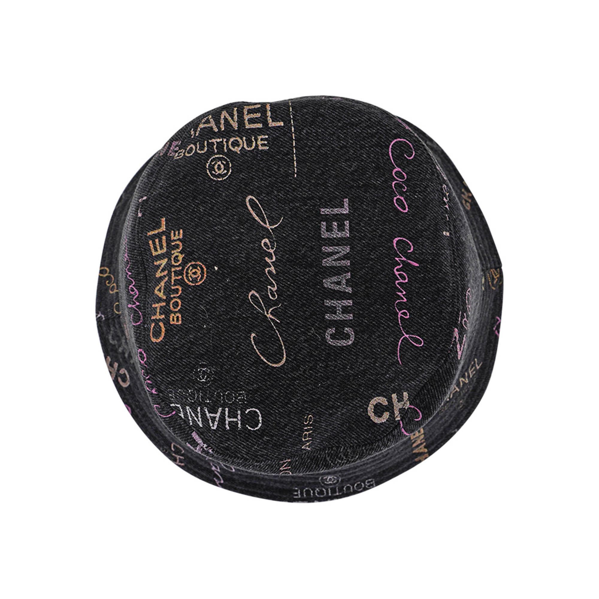 Women's Chanel Denim Mood Cloche Bucket Hat Black M For Sale