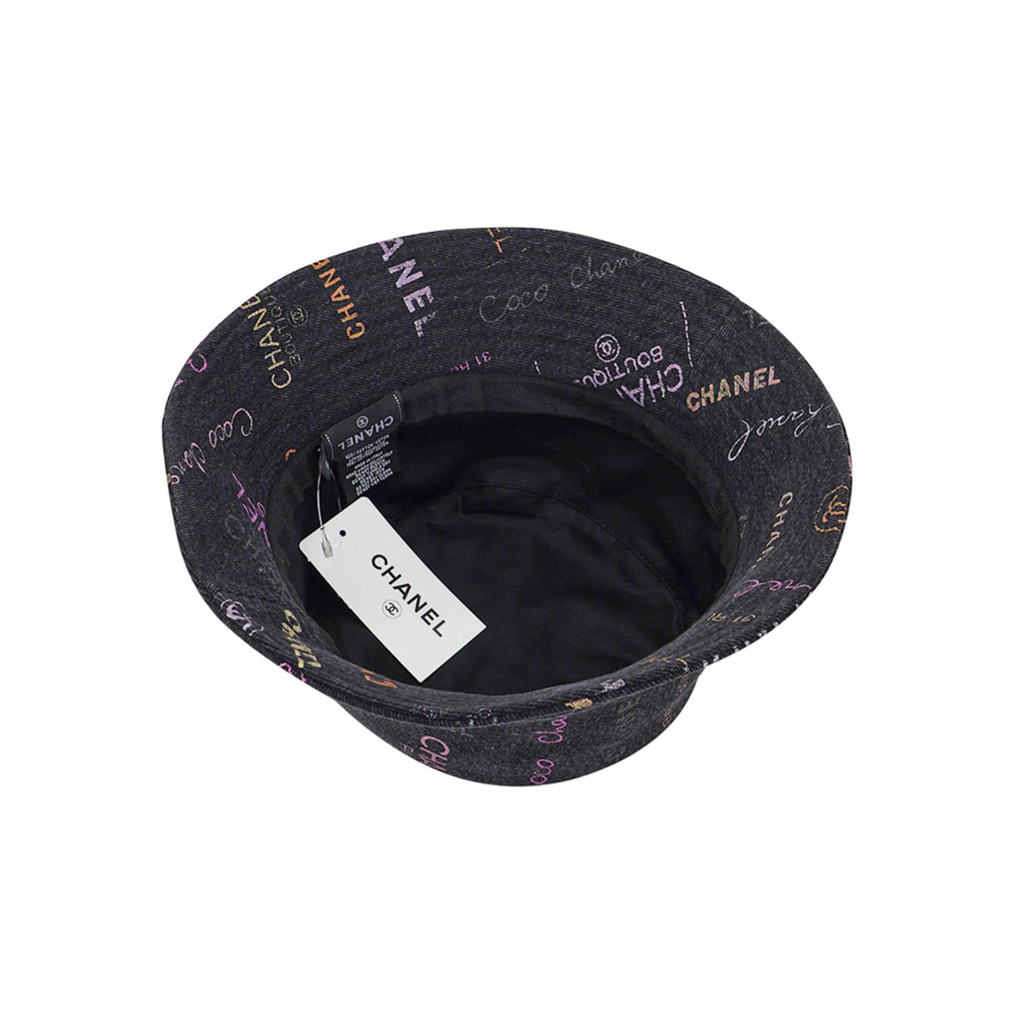Chanel Denim Mood Cloche Bucket Hat Black M For Sale 2