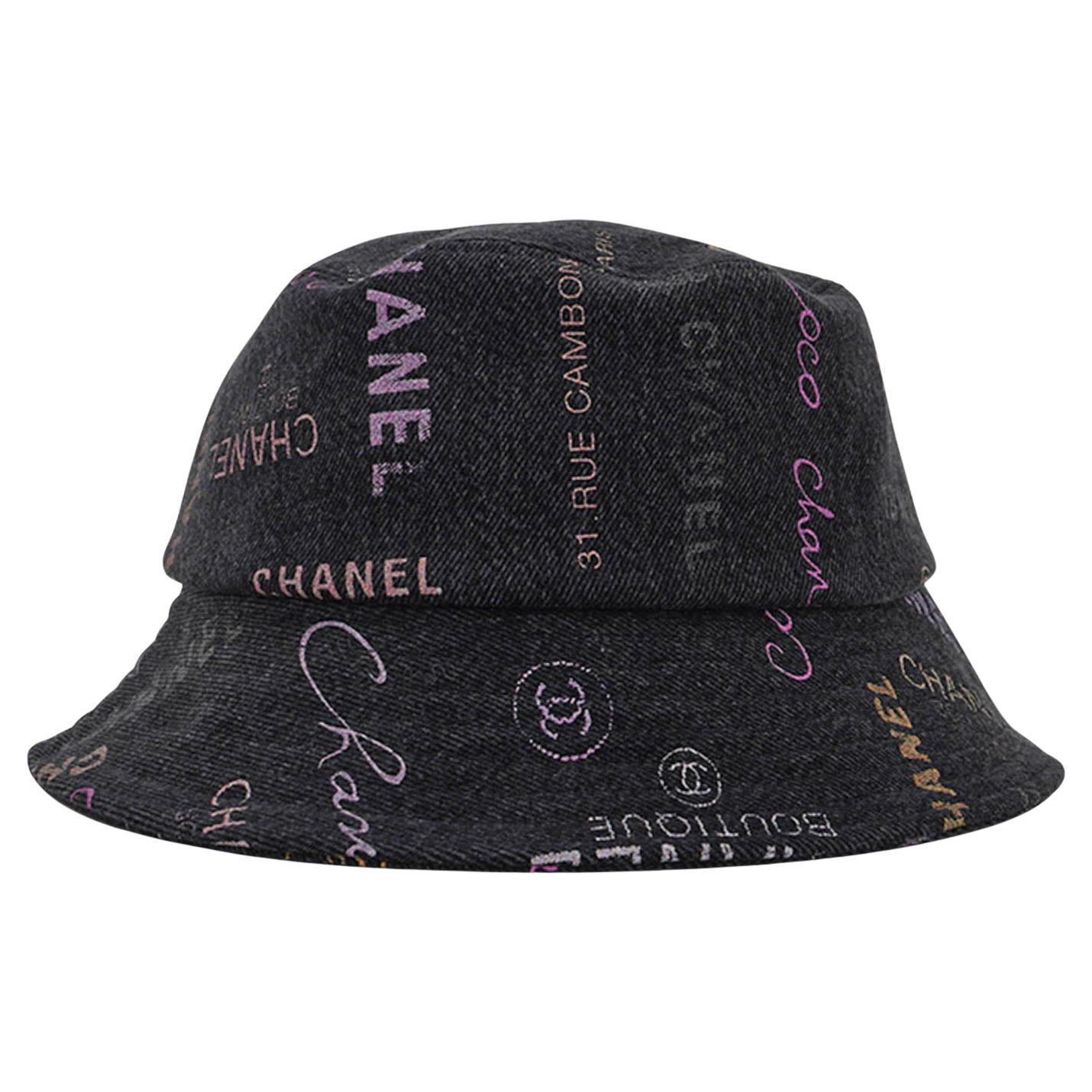 Chanel Denim Mood Cloche Bucket Hat Black M For Sale