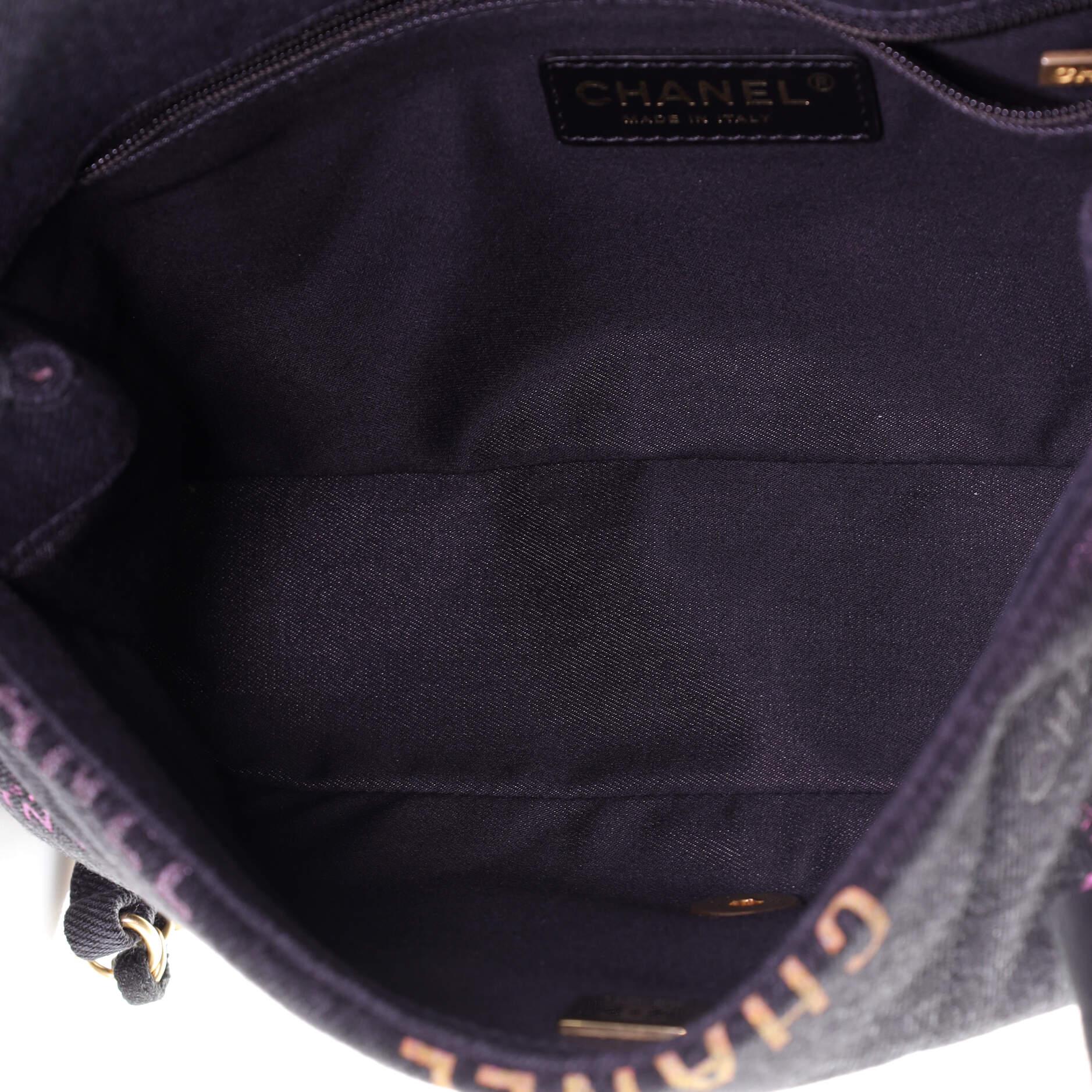 Chanel Denim Mood Flap Bag Logo Printed Quilted Denim Large 1