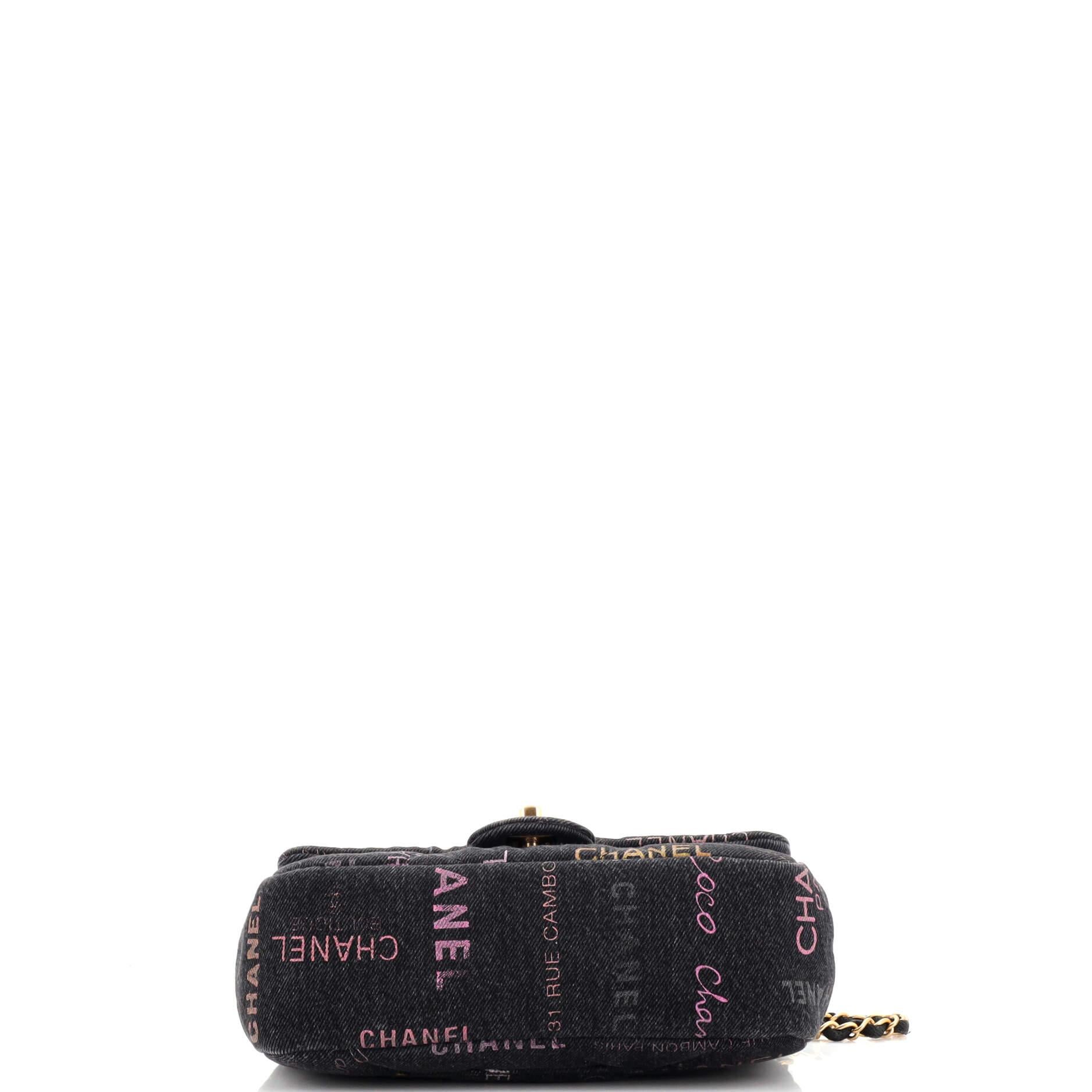 Chanel Denim Mood Flap Bag Logo Printed Quilted Denim Small 1