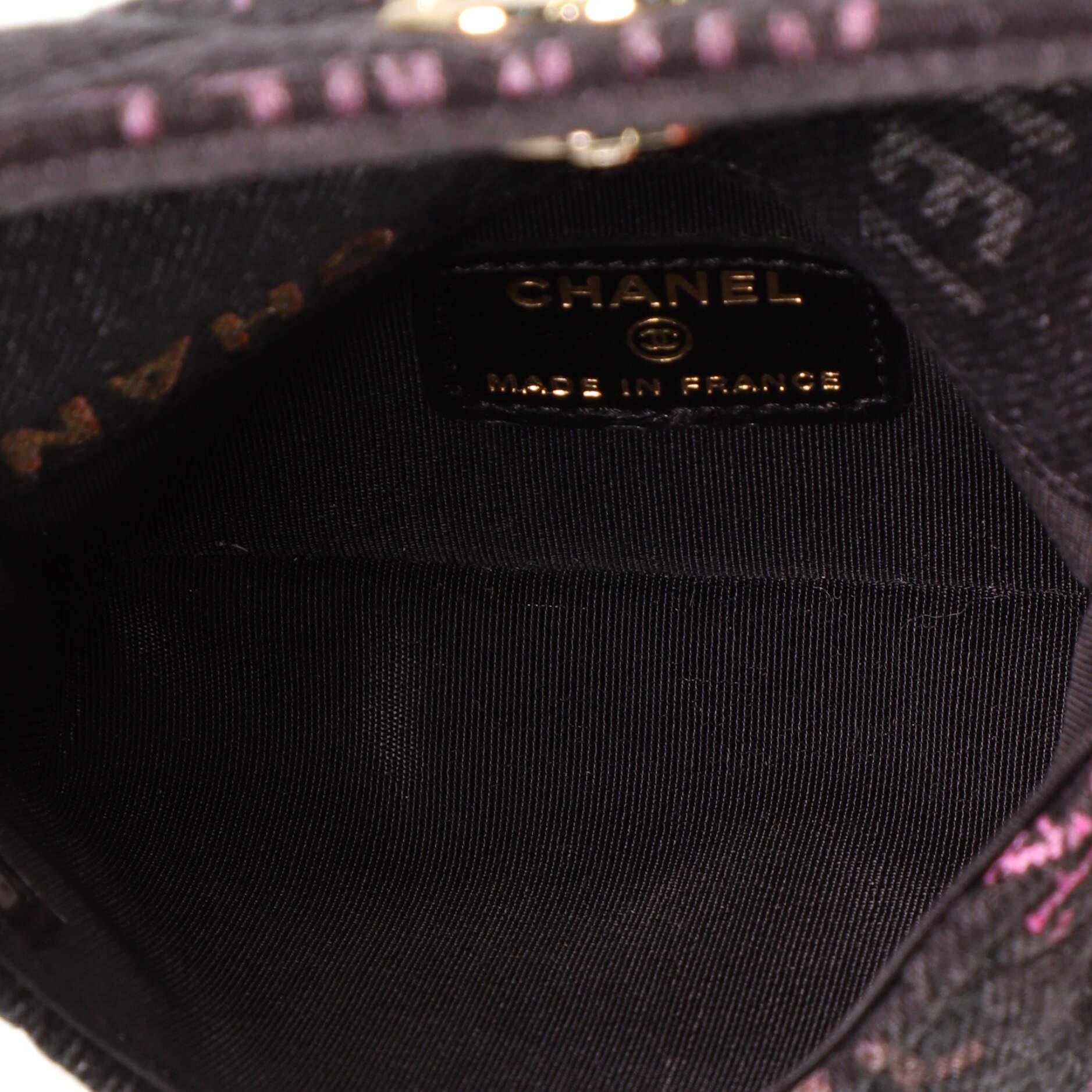 Chanel Denim Mood Flap Clutch with Chain Logo Printed Quilted Fringe Denim 2